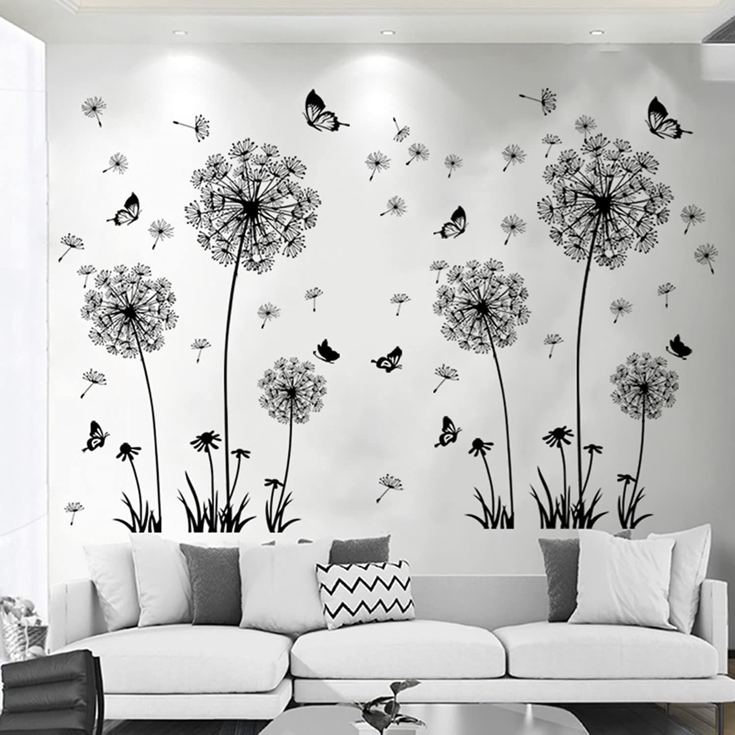 Dandelion Wall Decals Flower Stickers Murals Butterflies Wall Decor for view 3