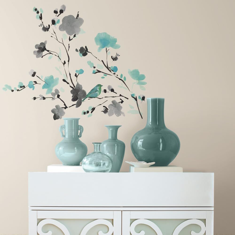 Watercolor Flower Tree Branch Wall Stickers Peel and Stick Wall Art Decals for view 2
