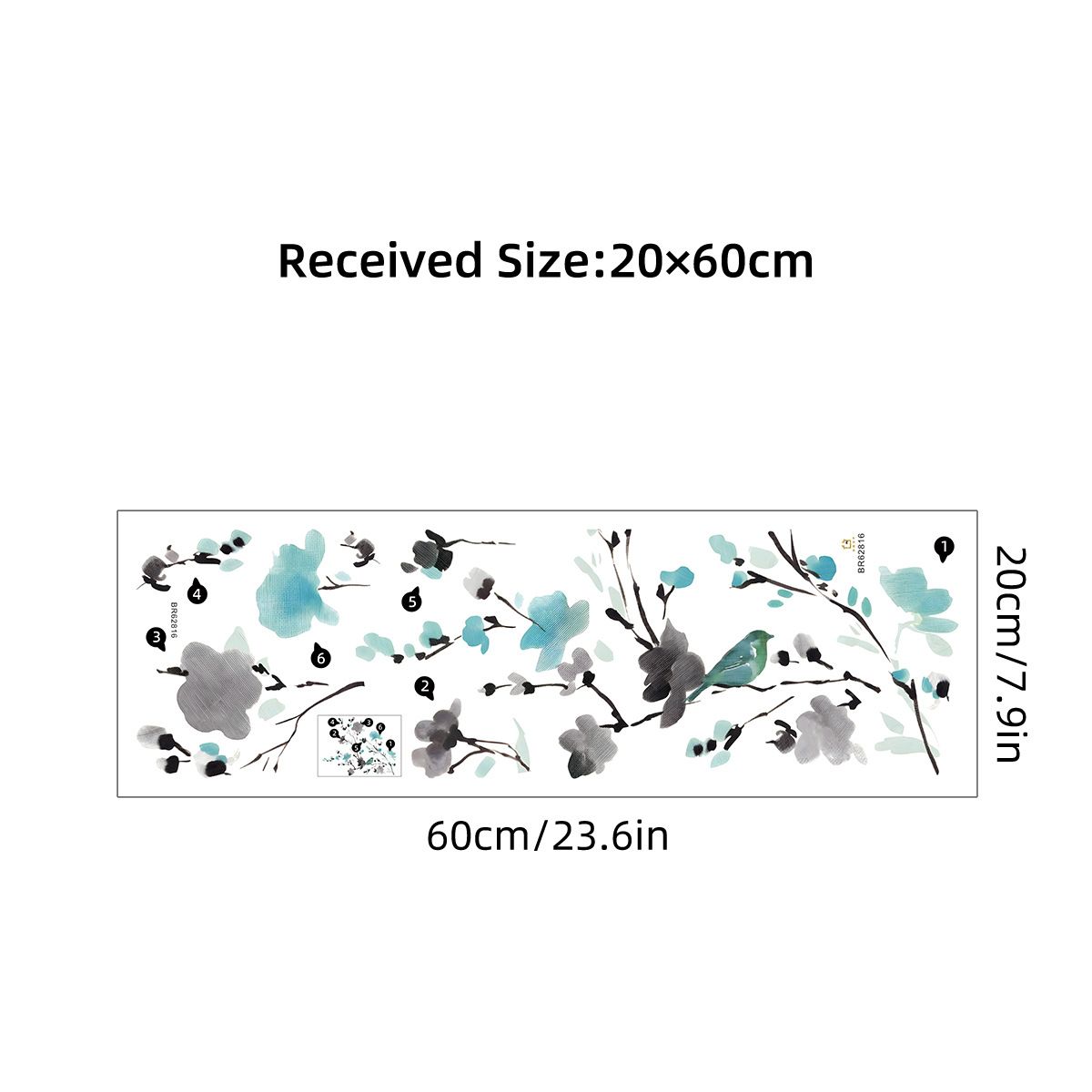 Watercolor Flower Tree Branch Wall Stickers Peel and Stick Wall Art Decals for view 5
