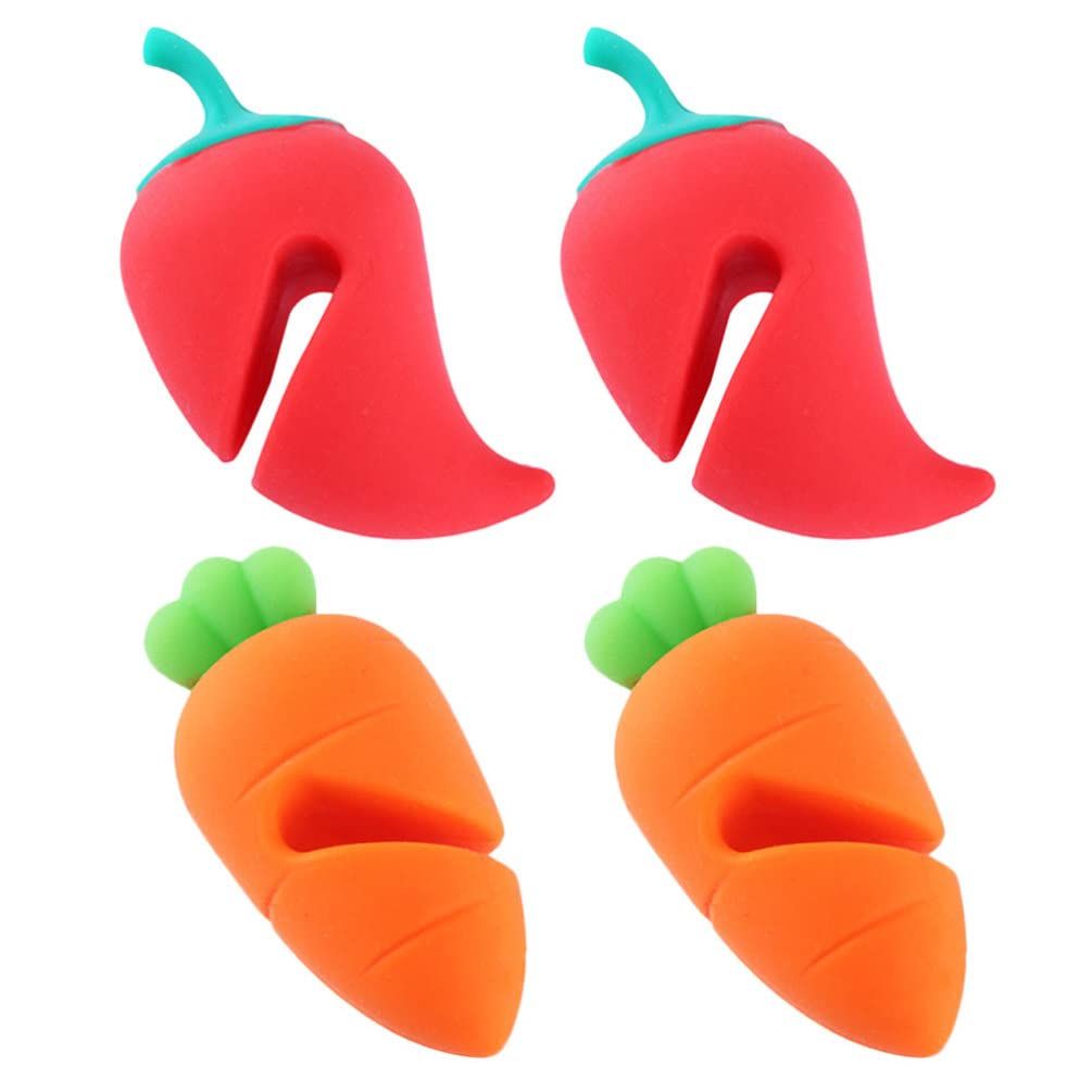 4Pcs Spill- proof Lid Lifter Silicone Lid Lifts Carrot Chili Kitchen Pot Lid — image 1