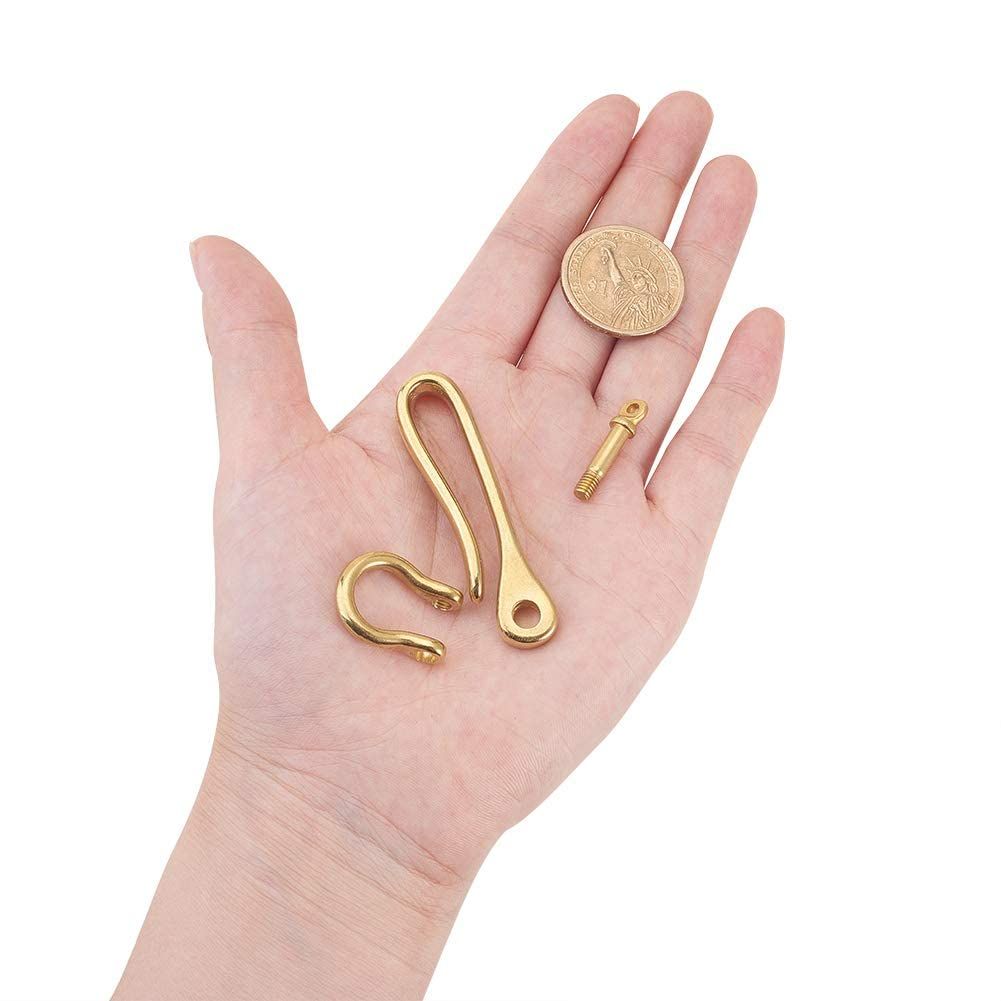 Fish Hook Keychain, Brass Key Ring Golden Solid Shape Key Hook Belt Keyring view 5
