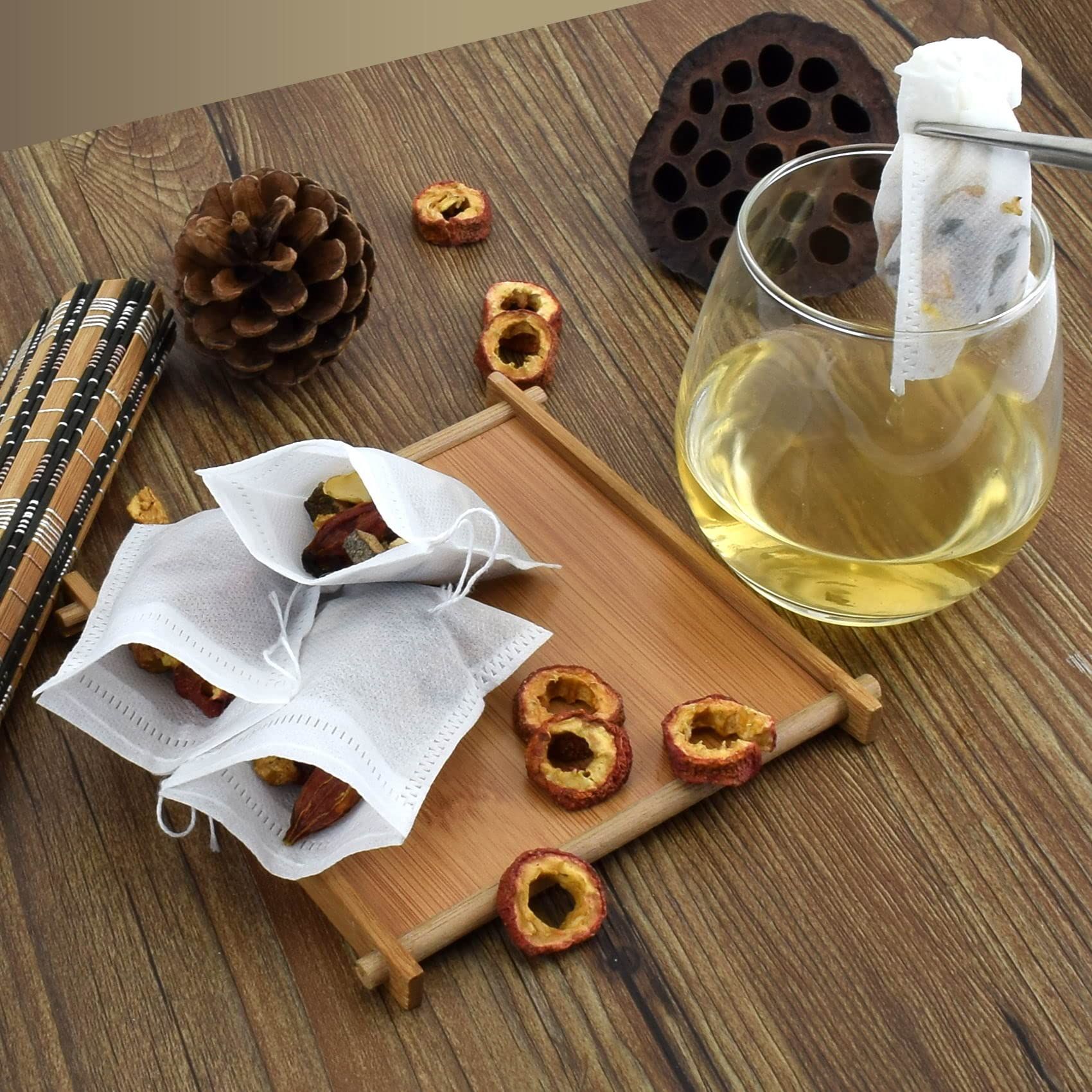 100 pc Drawstring Bags, Disposable Small Mesh Bags for Cooking, Soaking view 4