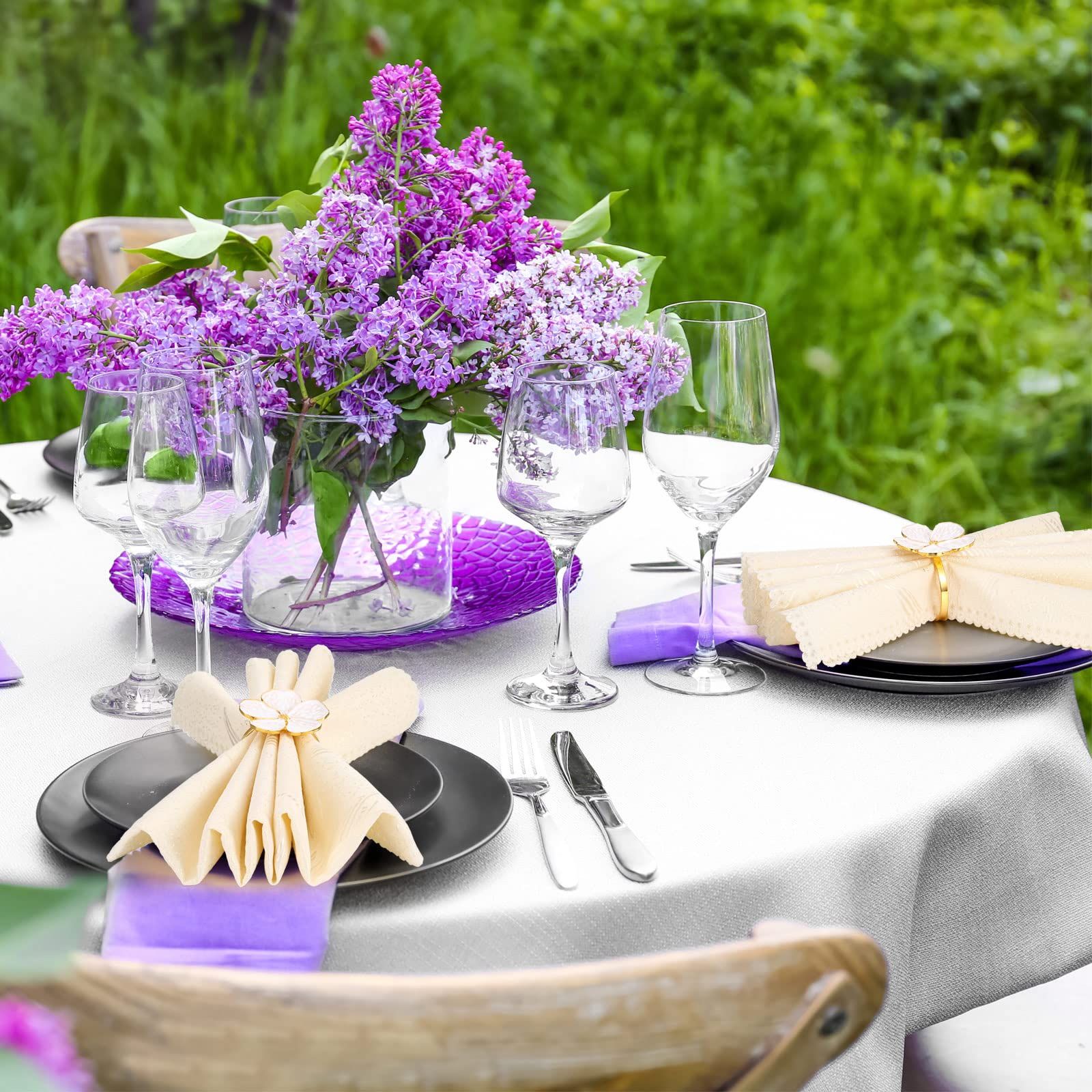 6 Pcs White Flower Napkin Rings Set view 5