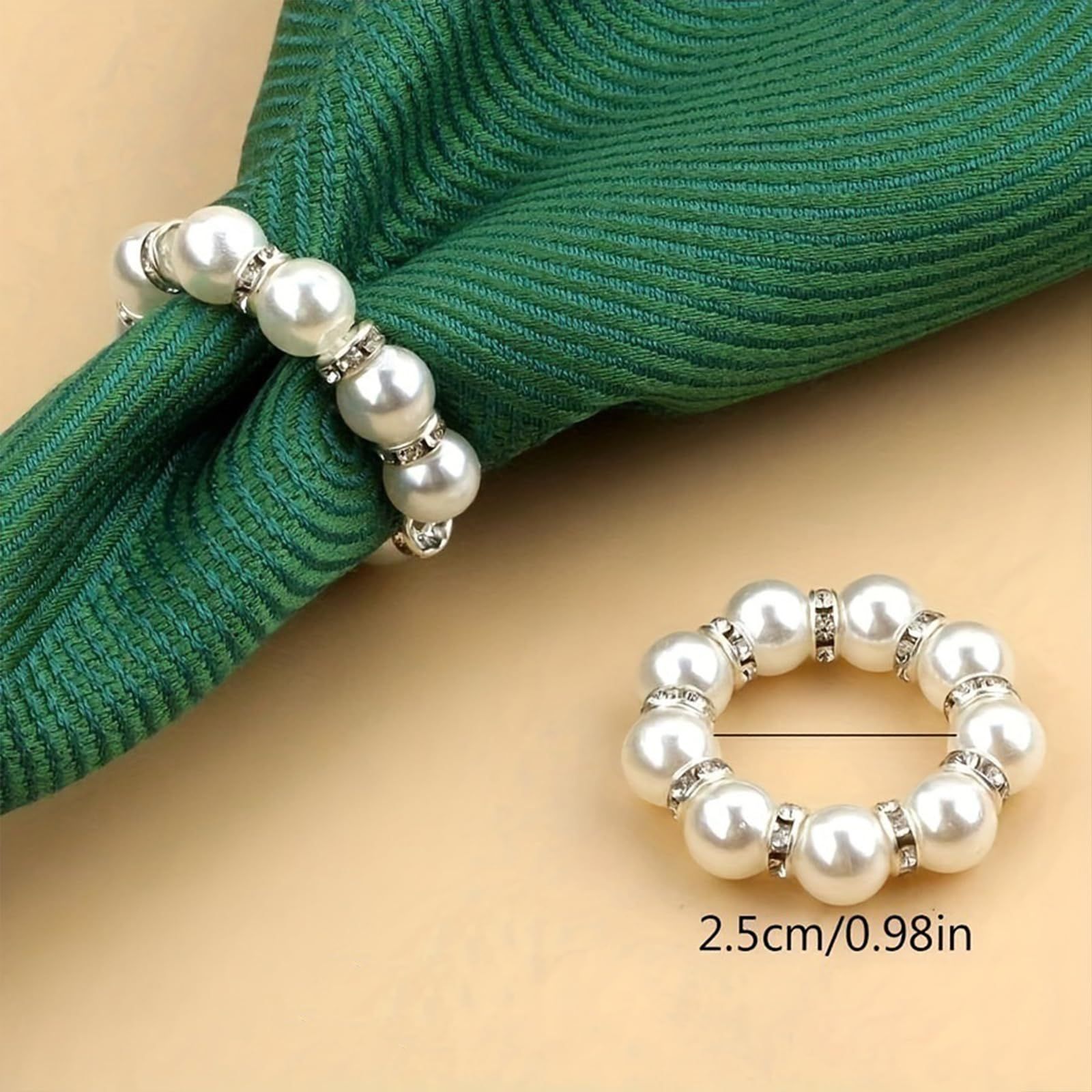 12pc Beaded Napkin Rings Holder Rhinestone Rings Buckle Button for Dinner view 2