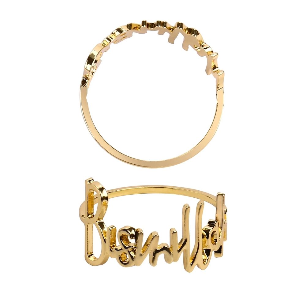 6pc Letter Napkin Rings , Metal Napkin Ring Holder Set Alphabet Napkin Buckles — image 1