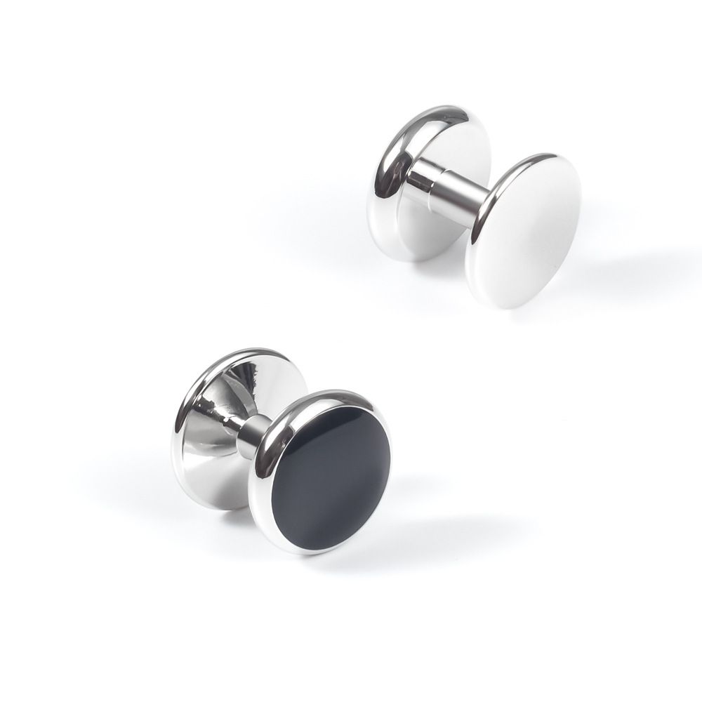 3PC Cuff Links Mens Stainless Steel Cuff Links and Studs Set Black Cufflinks view 5