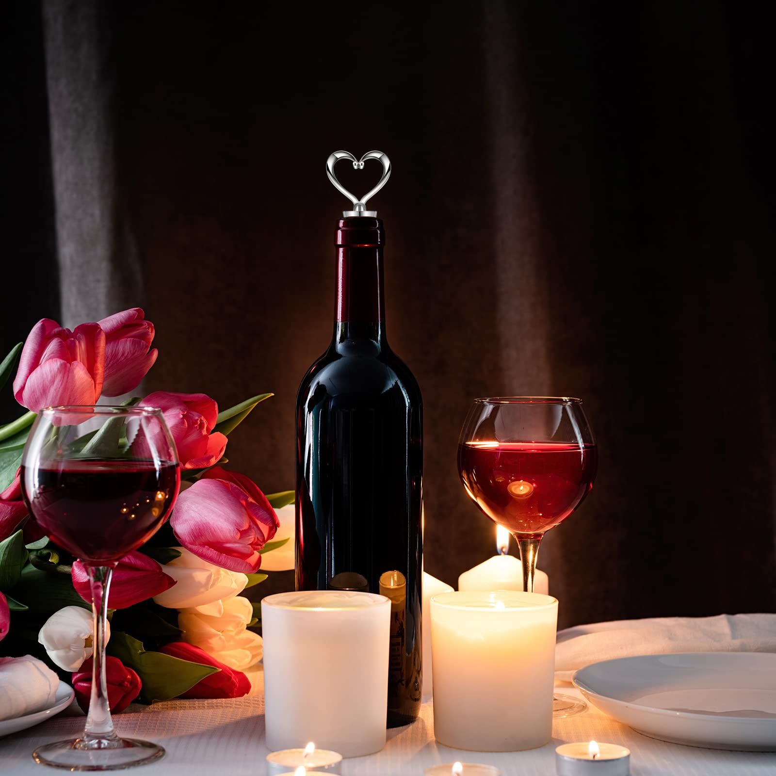 3PCS Wine Stopper Reusable Wine Stoppers Heart Shape Wine Beverage Bottle view 2