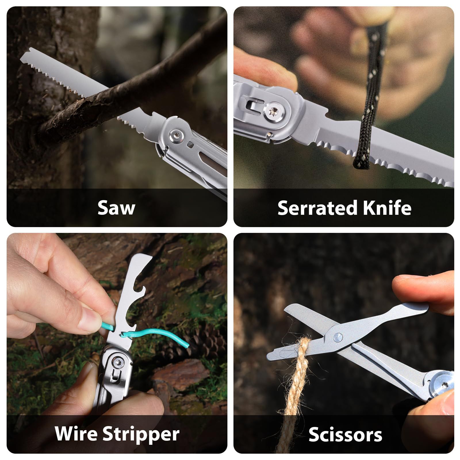 Multitool Folding Knife Stainless Steel Lockable Multitool Knife Saw Scissors view 2