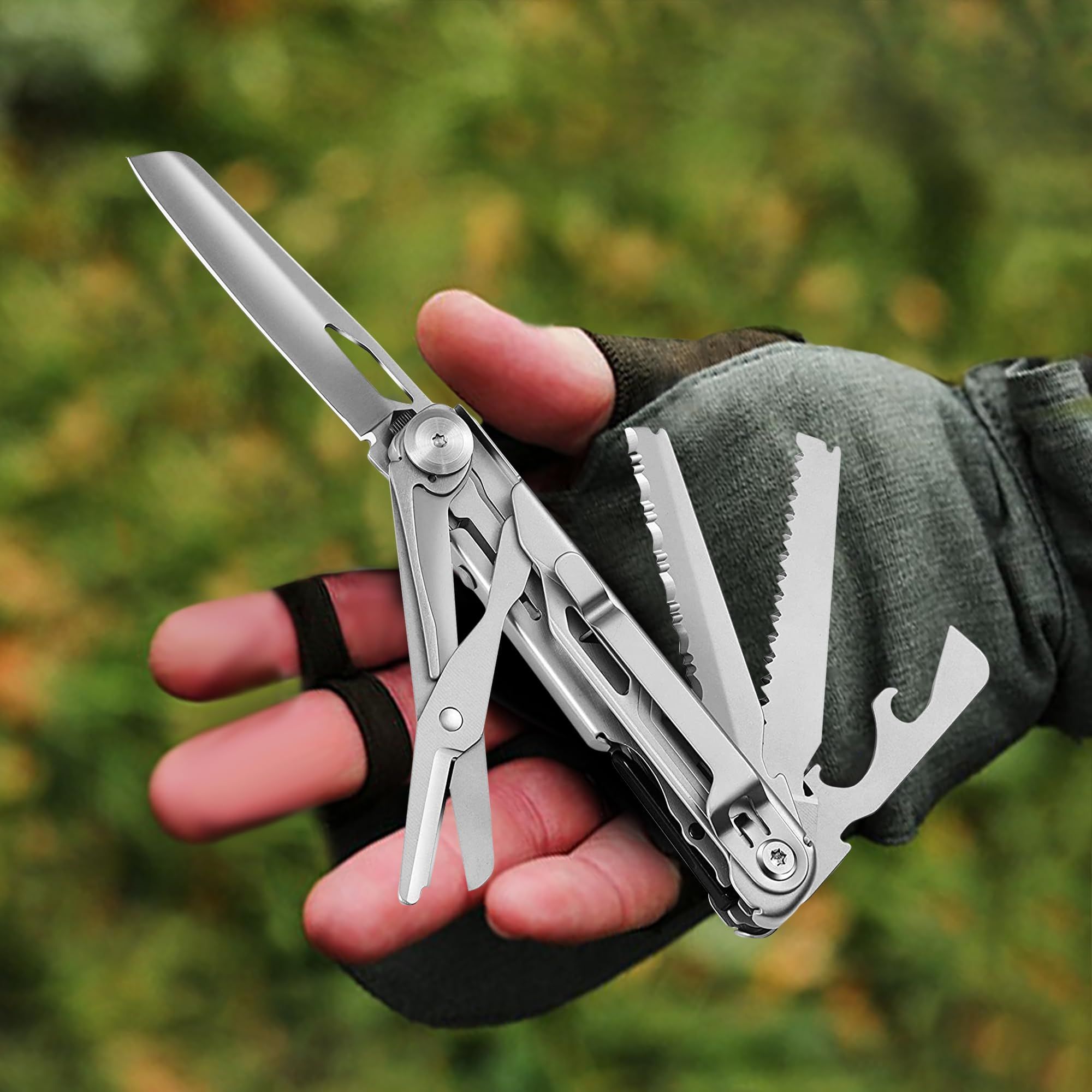 Multitool Folding Knife Stainless Steel Lockable Multitool Knife Saw Scissors view 5