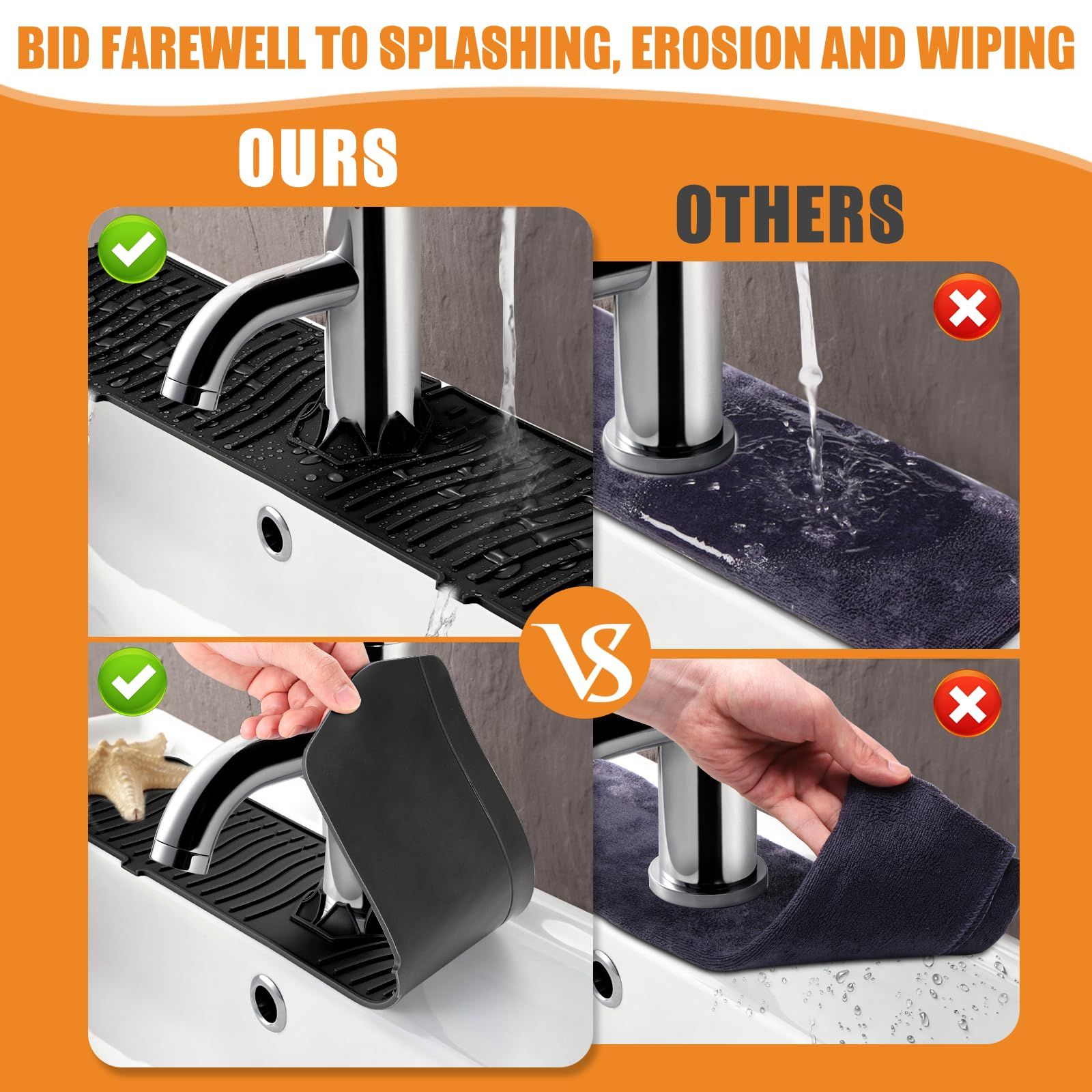 2PC Mat Splash Catcher, Handle Drip Catcher Tray, Multipurpose Mats Sponge view 5