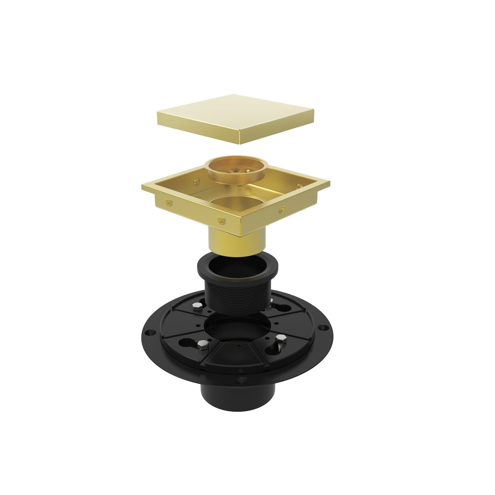Shower Square Drain Gold Floor Drain with Reversible Cover Tile Insert Grate view 3