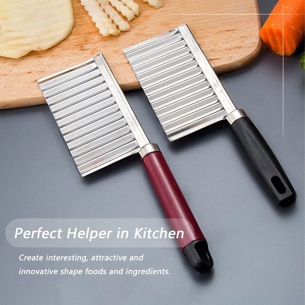 2pc Cutter Knife Stainless Steel Cutting Tool for Potato Carrot Chip Vegetable view 3