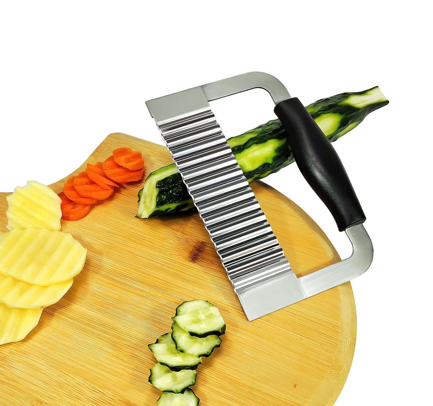 Crinkle Cutter Stainless Steel Potato Slicer Heavy Duty Wavy Crinkle Cutting view 5