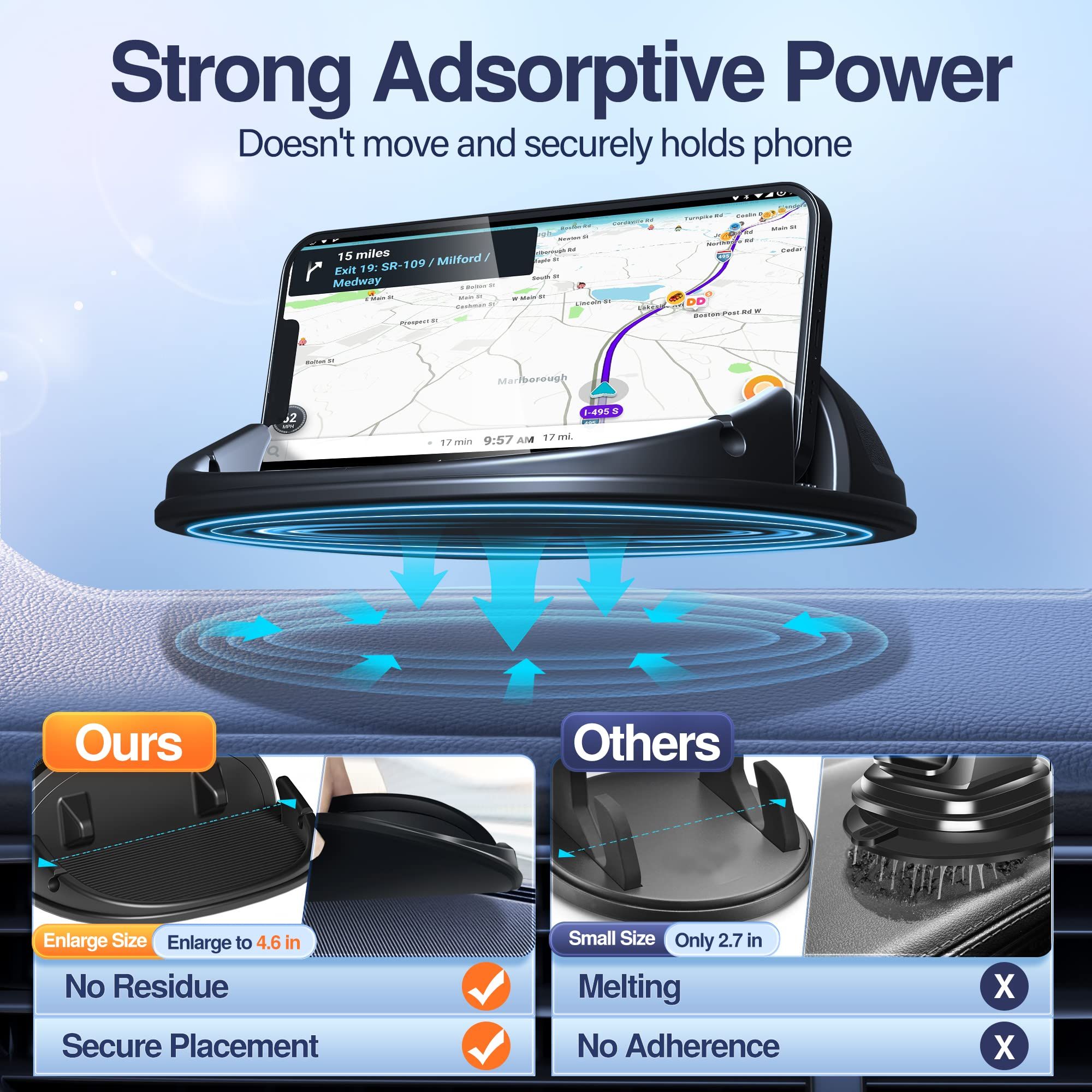 Car Phone Holder, Car Phone Mount Silicone Car Pad Mat for Various Dashboards view 4
