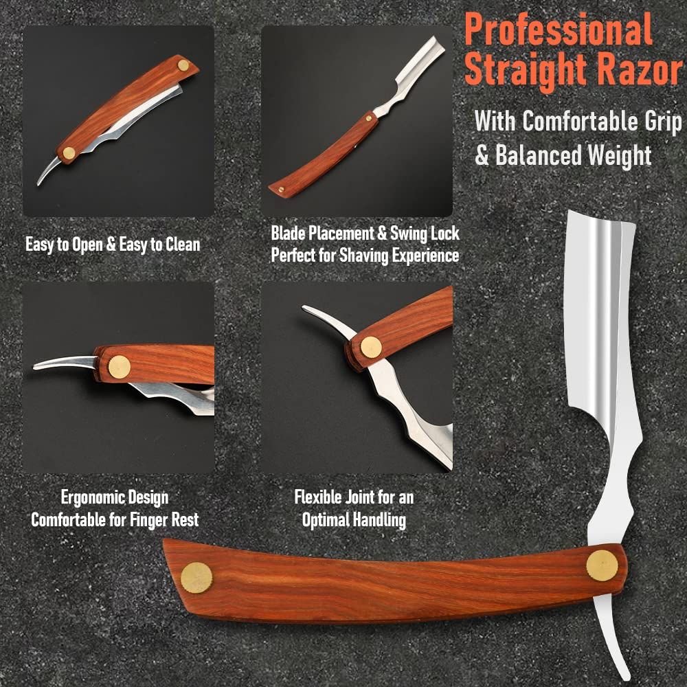 Straight Razor with Strope - Professional Straight Edge Barber Razor Premium view 2