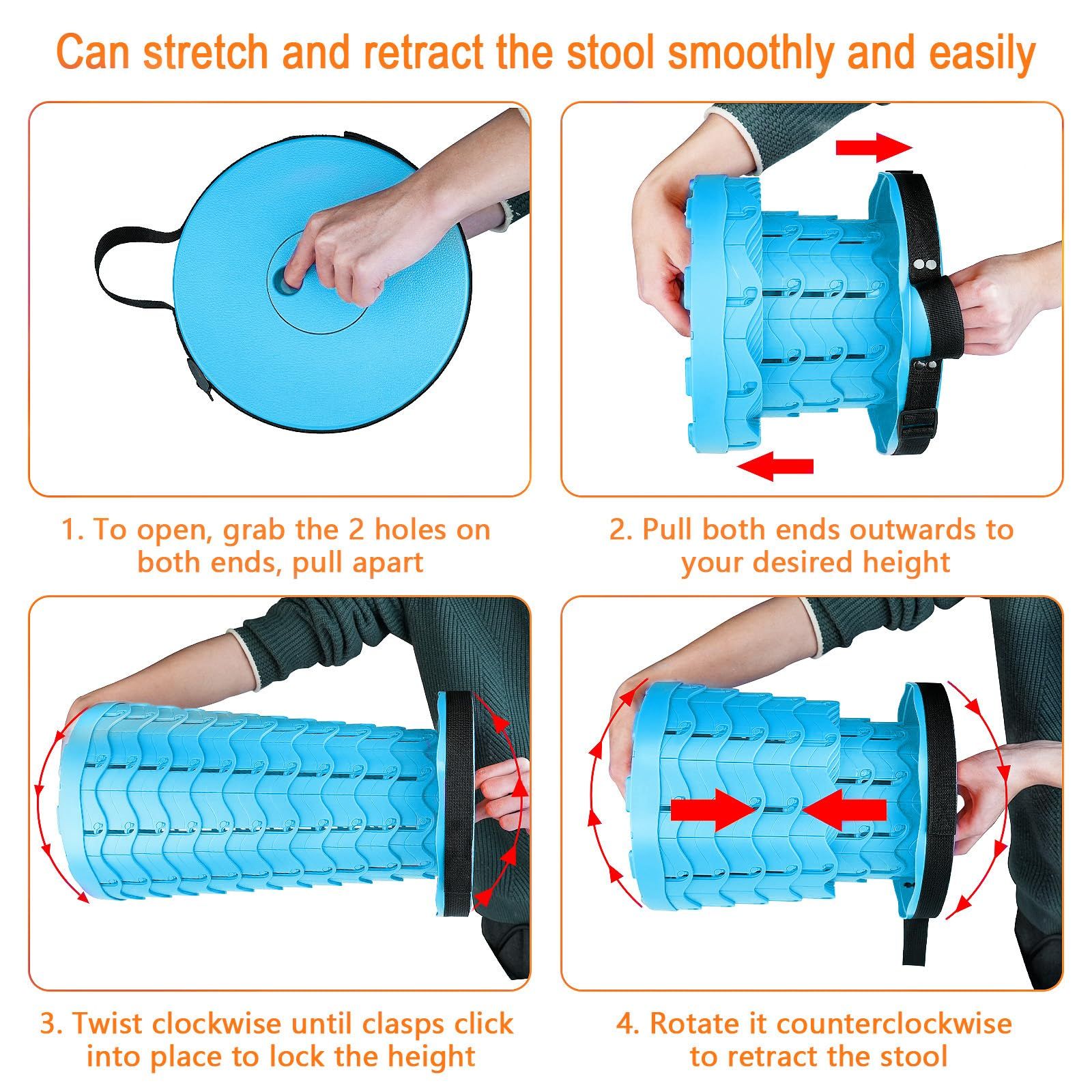 Portable Retractable Folding Telescoping Foldable Camping Stool Holds for view 5