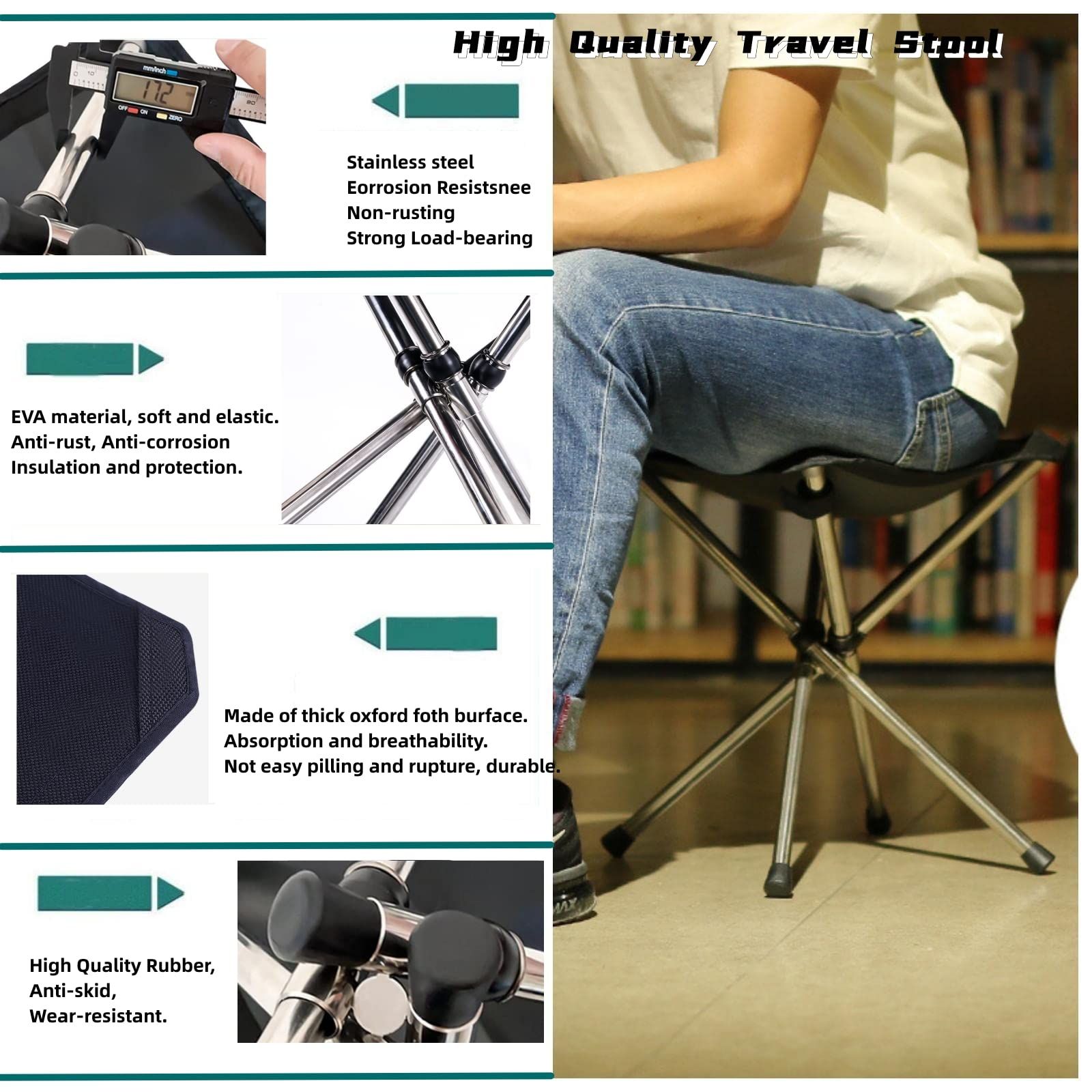 Outdoor Camping Stool Portable Folding Stool Camping Stool Small Retractable view 3