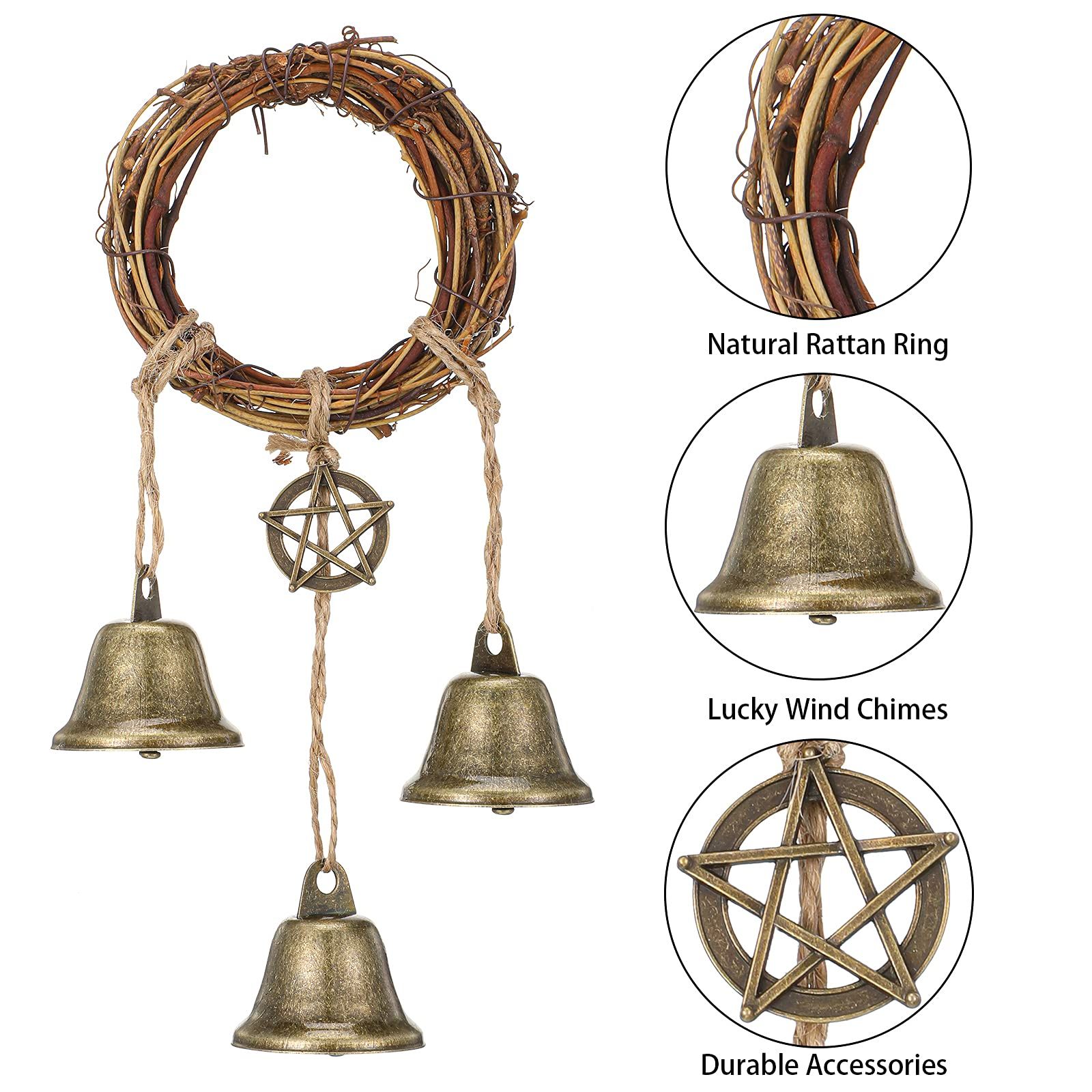 2pc Witch Bells Protection Door Hangers Witch Wind Chimes Wreath Handmade — image 1