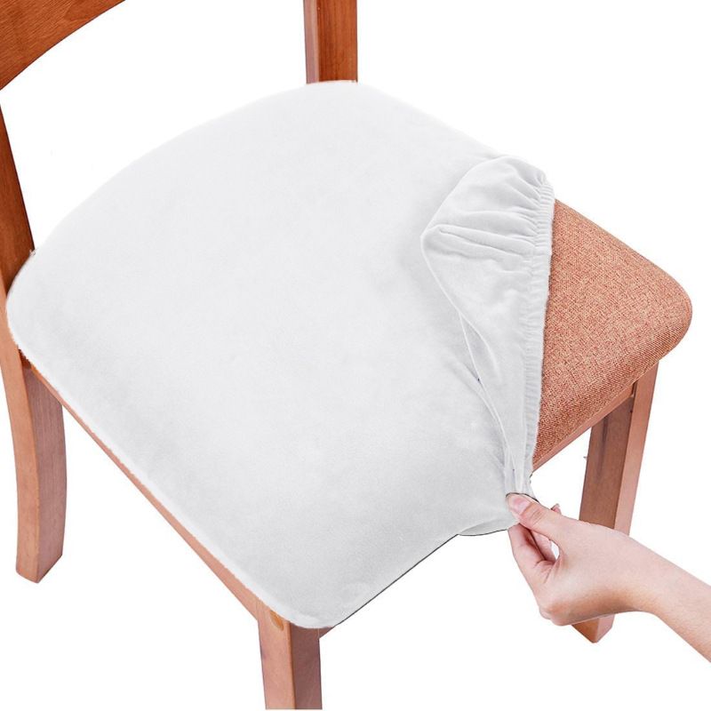 5pc Stretch Fitted Dining Room Upholstered Chair Seat Cushion Cover view 2