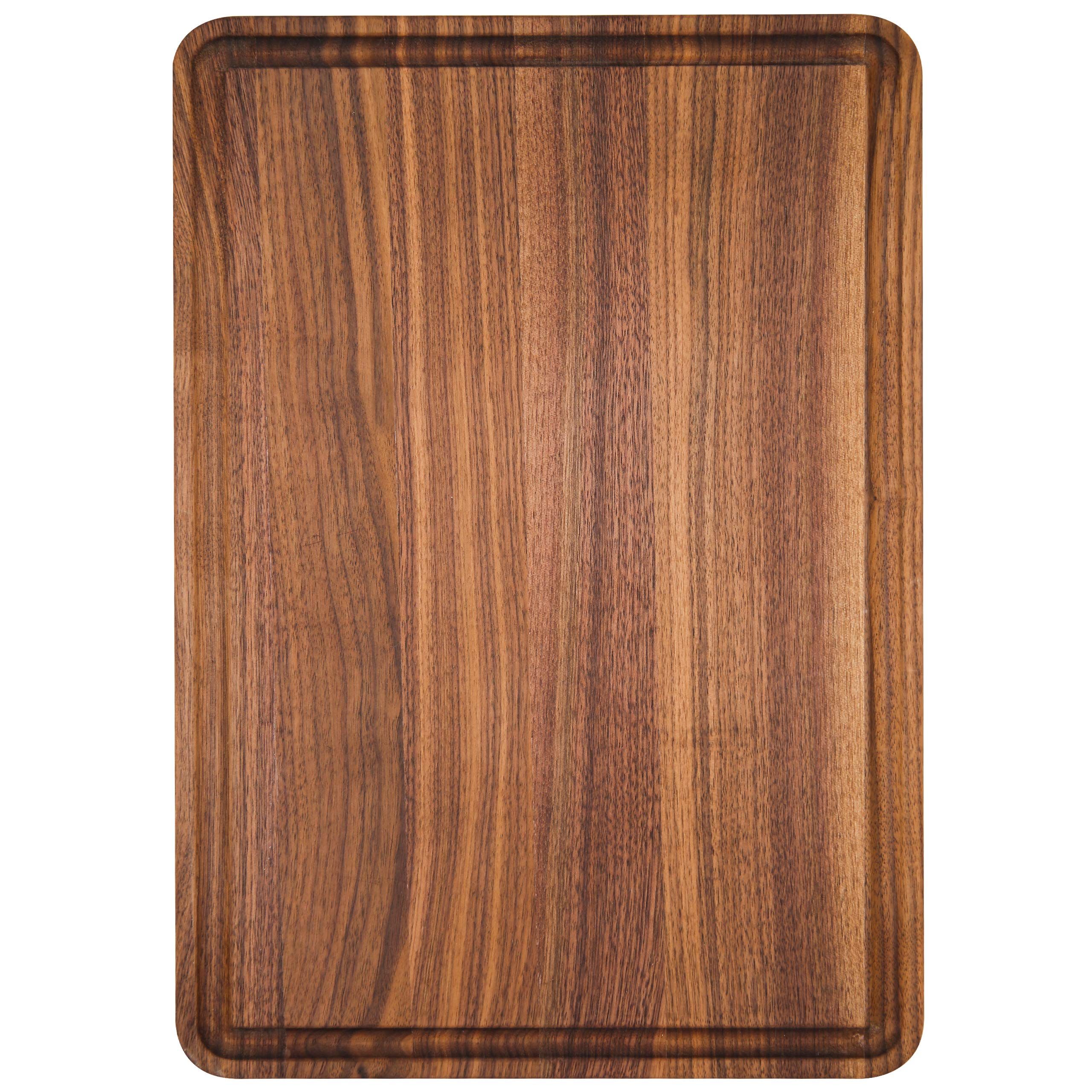 Small Walnut Wood Cutting Board for Kitchen with Juice Groove Handles Non-slip
