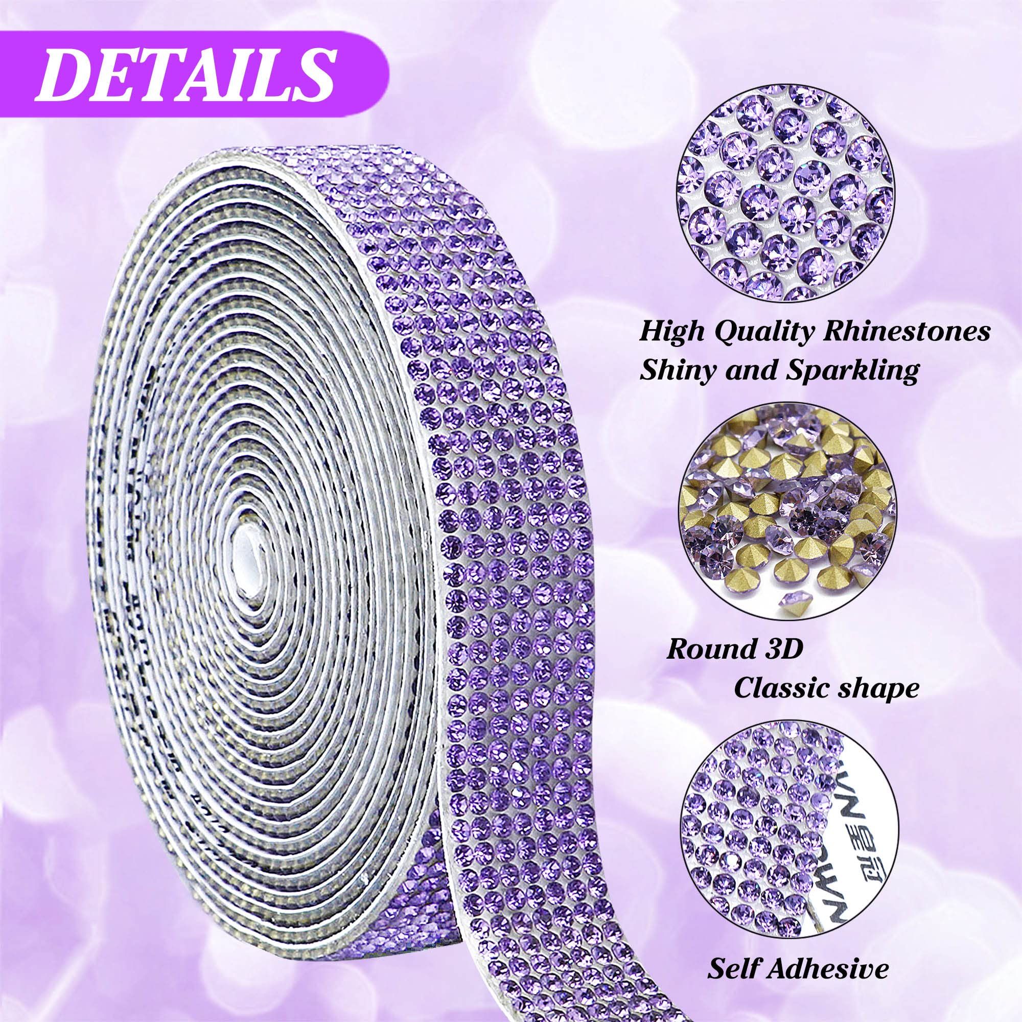 Self Adhesive Purple Crystal Rhinestone Ribbon Strips view 2