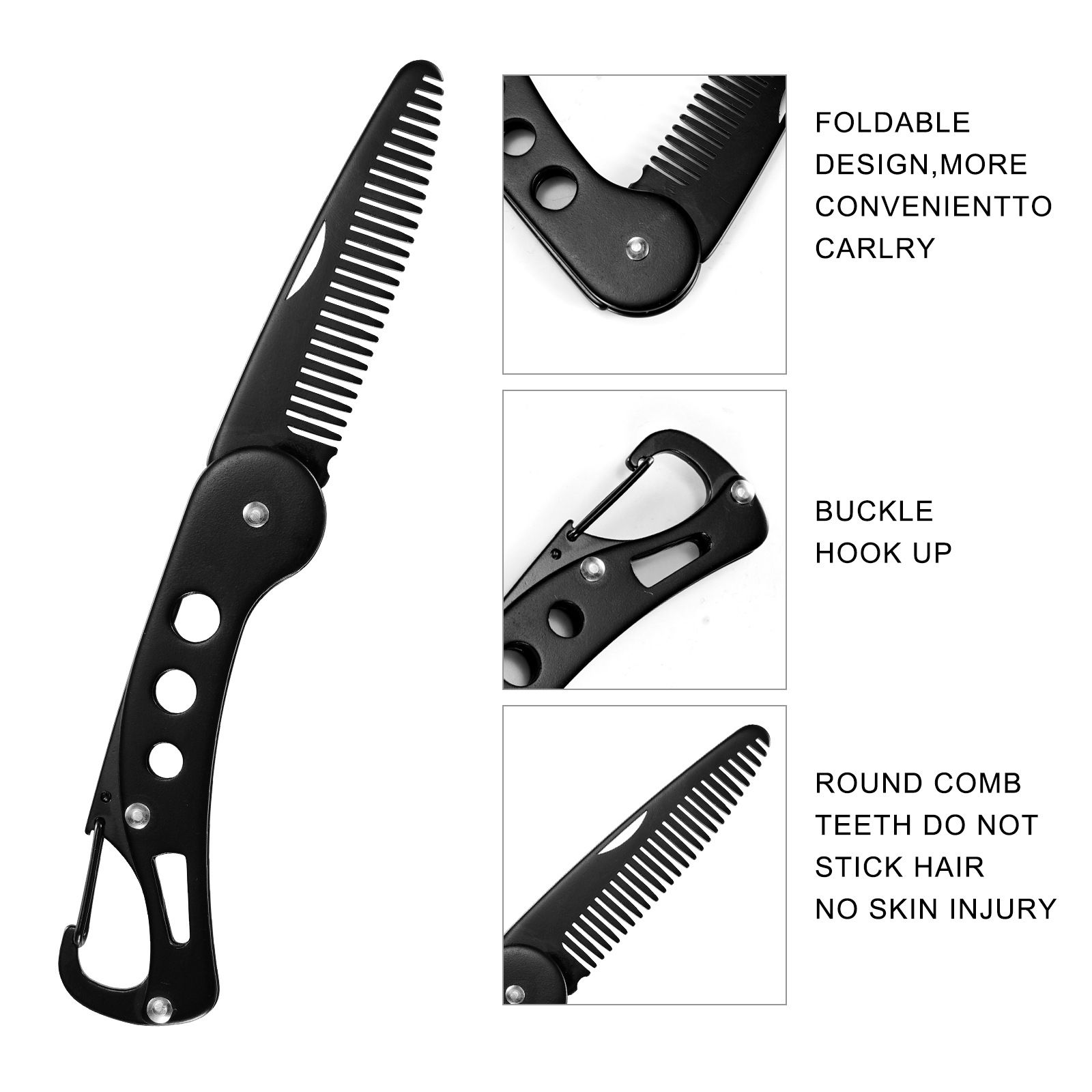 Folding Beard Comb, Folding Pocket Comb for Men,Styling Comb, Small Hair Comb view 4