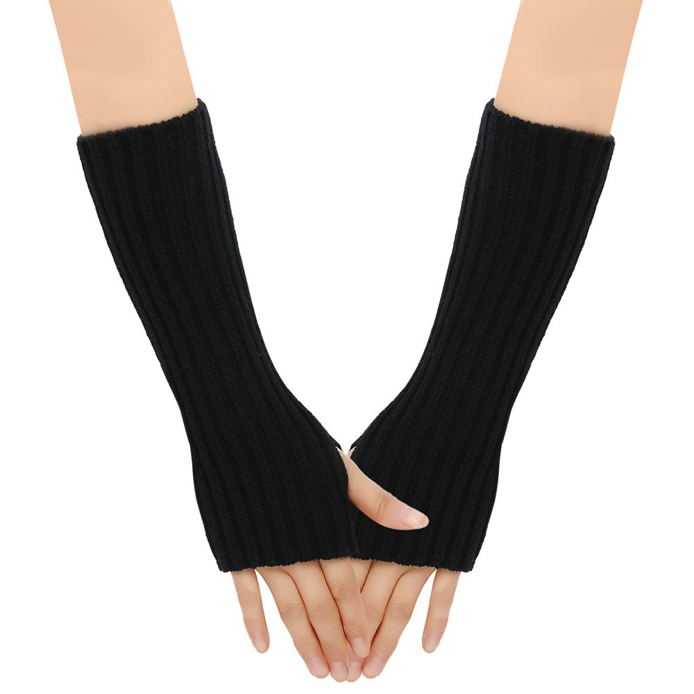 Knit Arm Warmer Fingerless Knit Gloves Winter Mitten Gloves ThumbHole Costume view 3