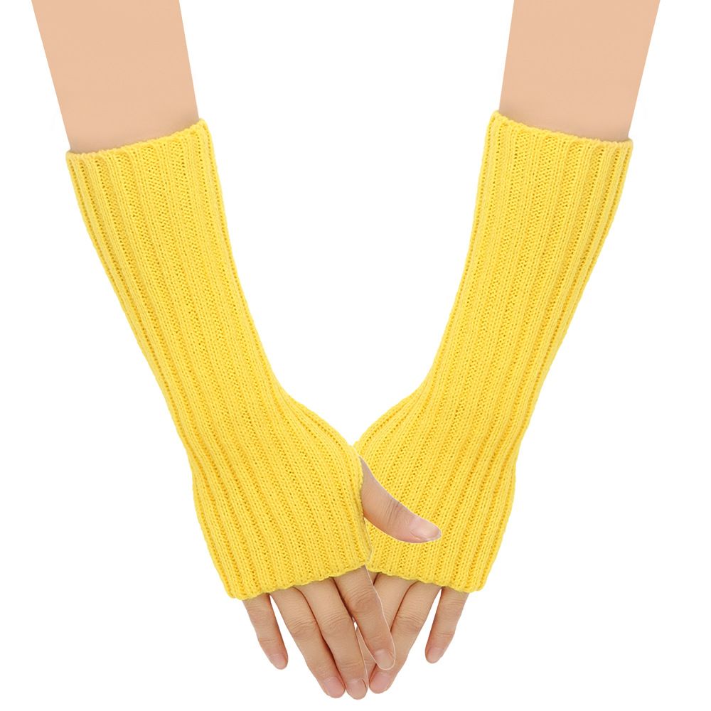 Knit Arm Warmer Fingerless Knit Gloves Winter Mitten Gloves ThumbHole Costume view 4