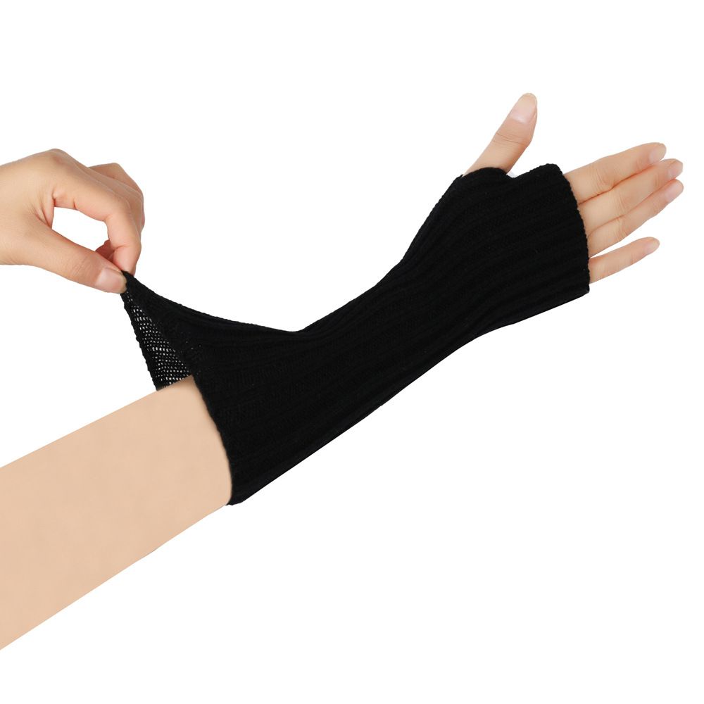 Knit Arm Warmer Fingerless Knit Gloves Winter Mitten Gloves ThumbHole Costume view 5