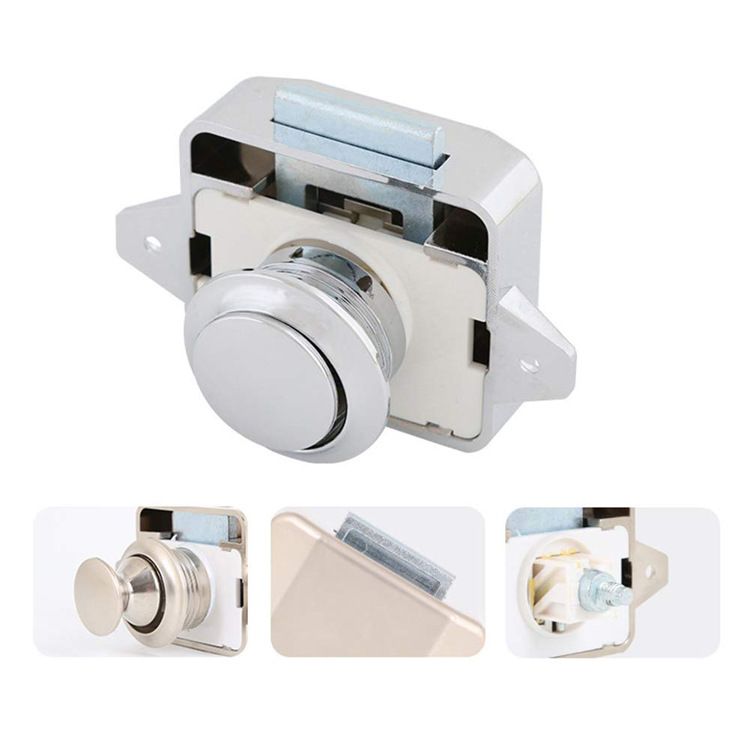 Set of Push Button Catch Cupboard Door Knob Latch Lock for Motor Home Caravan view 3