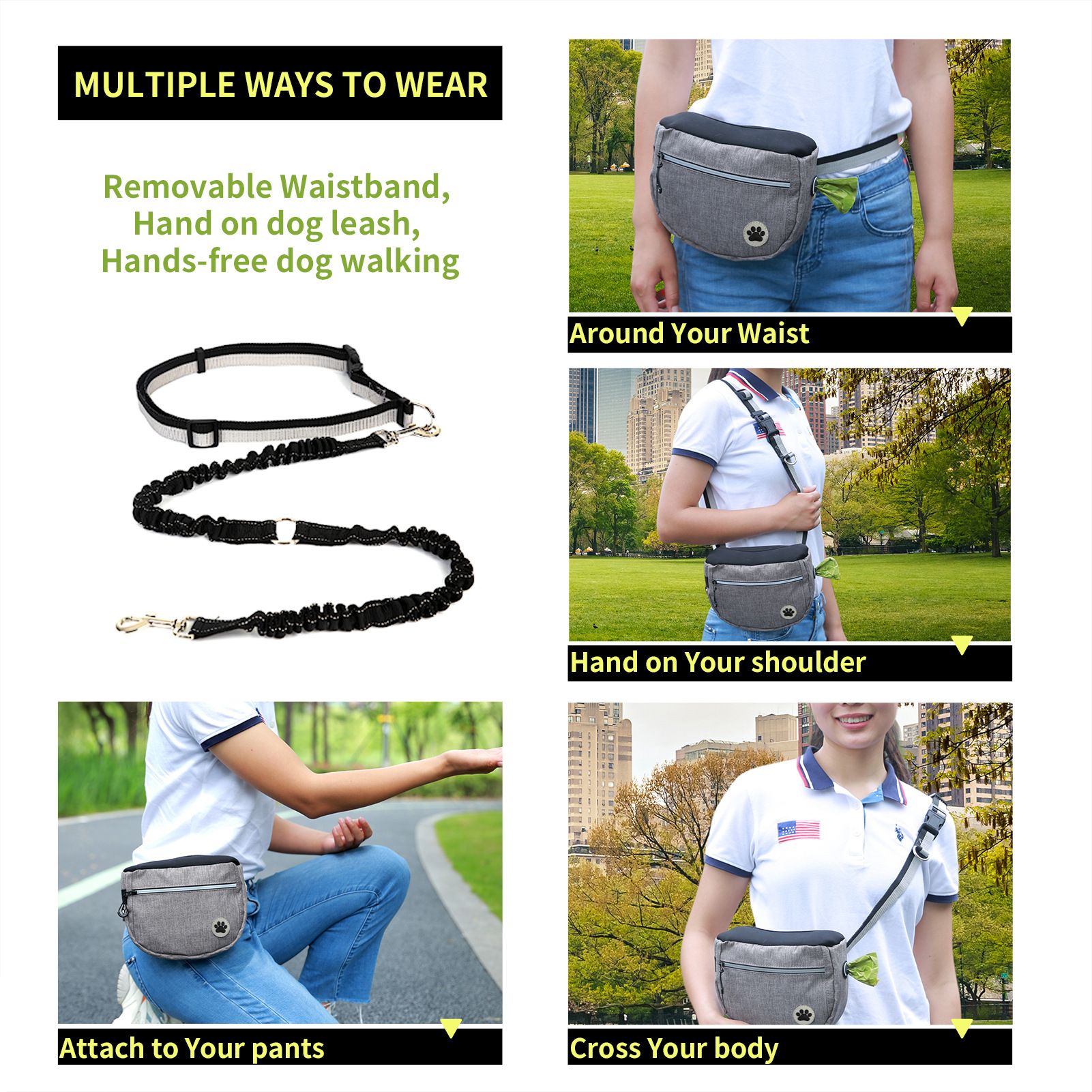 Hands Free Dog Leash Waist Leash Retractable for Medium and Large Dogs view 4