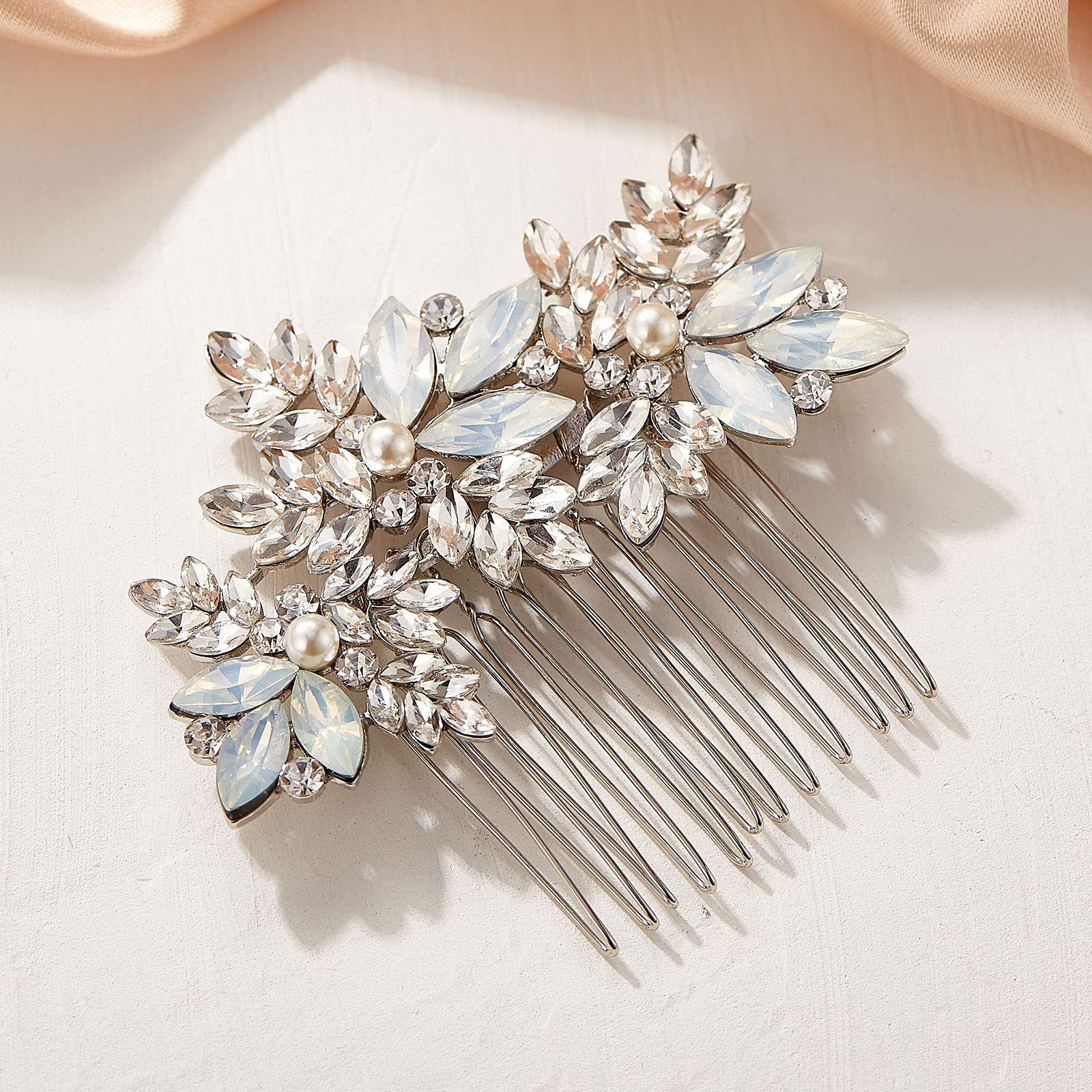 Opal Crystal Hair Comb Bridal Hair Pieces Retro Bridal Hair Clips Wedding Hair