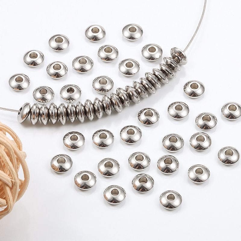 Spacer Beads, Flat Round Slice Beads Disc Beads Metal Large Hole Beads 100pcs