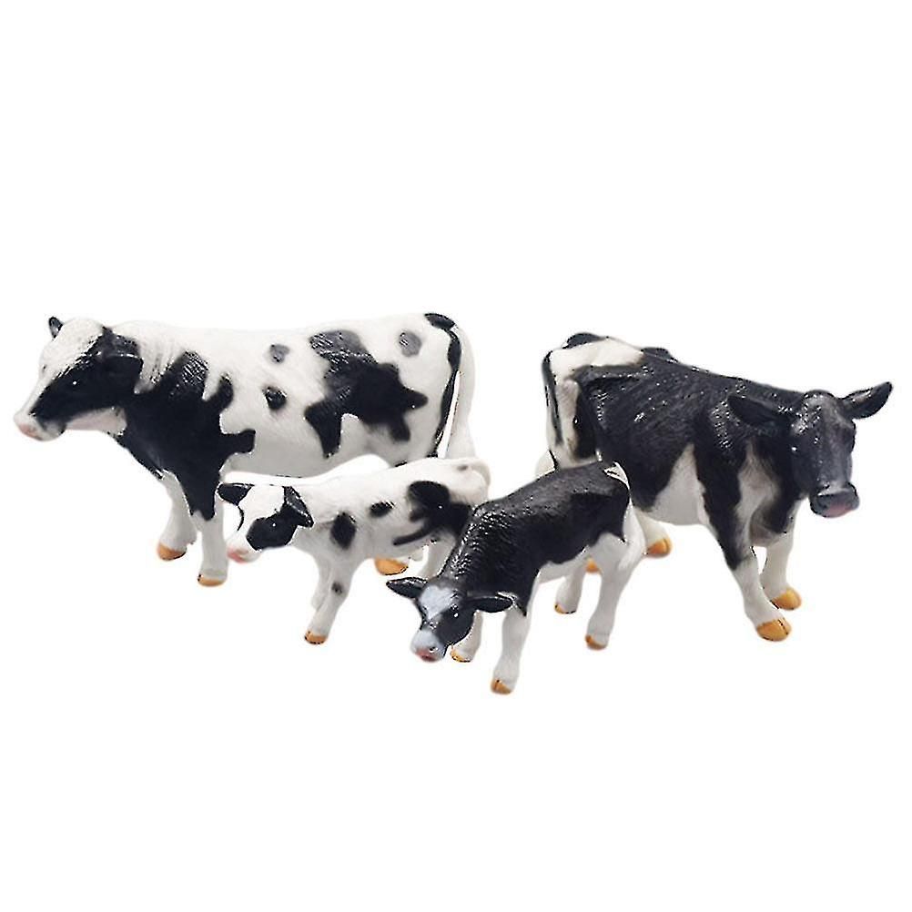 4 Pcs Realistic Farm Cow Animals Model Figure Toy Set view 2