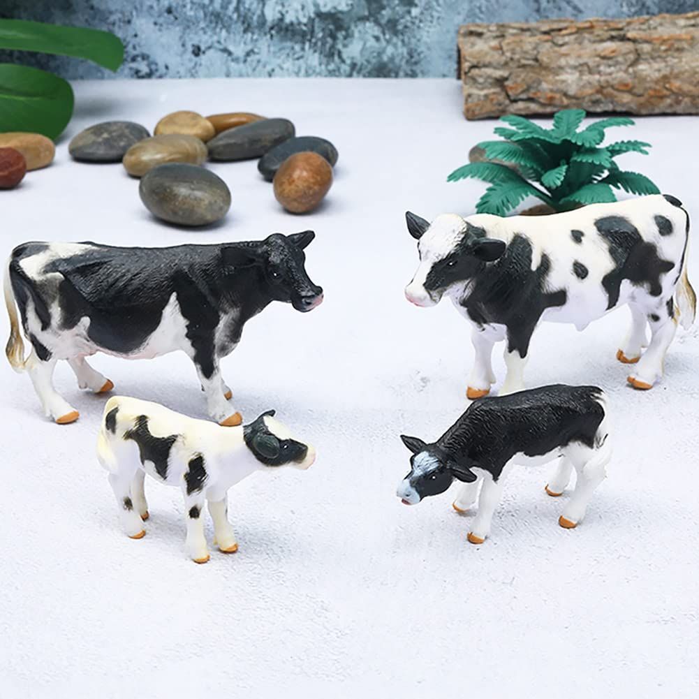 4 Pcs Realistic Farm Cow Animals Model Figure Toy Set view 3