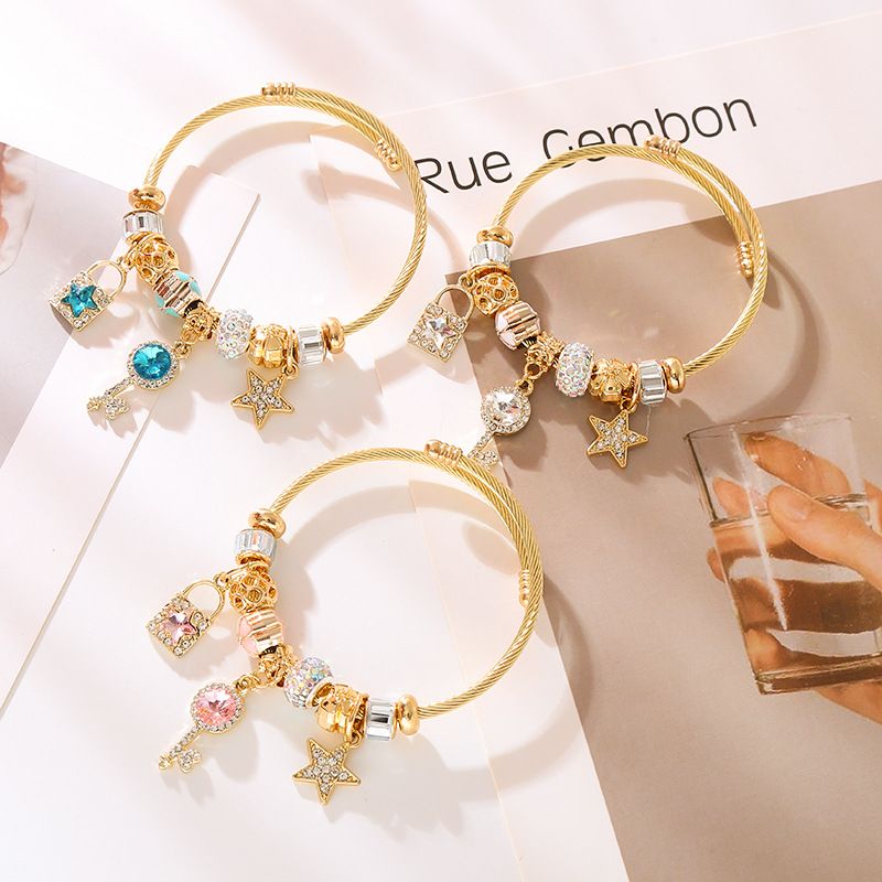Charm Bracelets for Women Girls Cute Star Ball Beaded Luxury Cubic Zirconia view 2