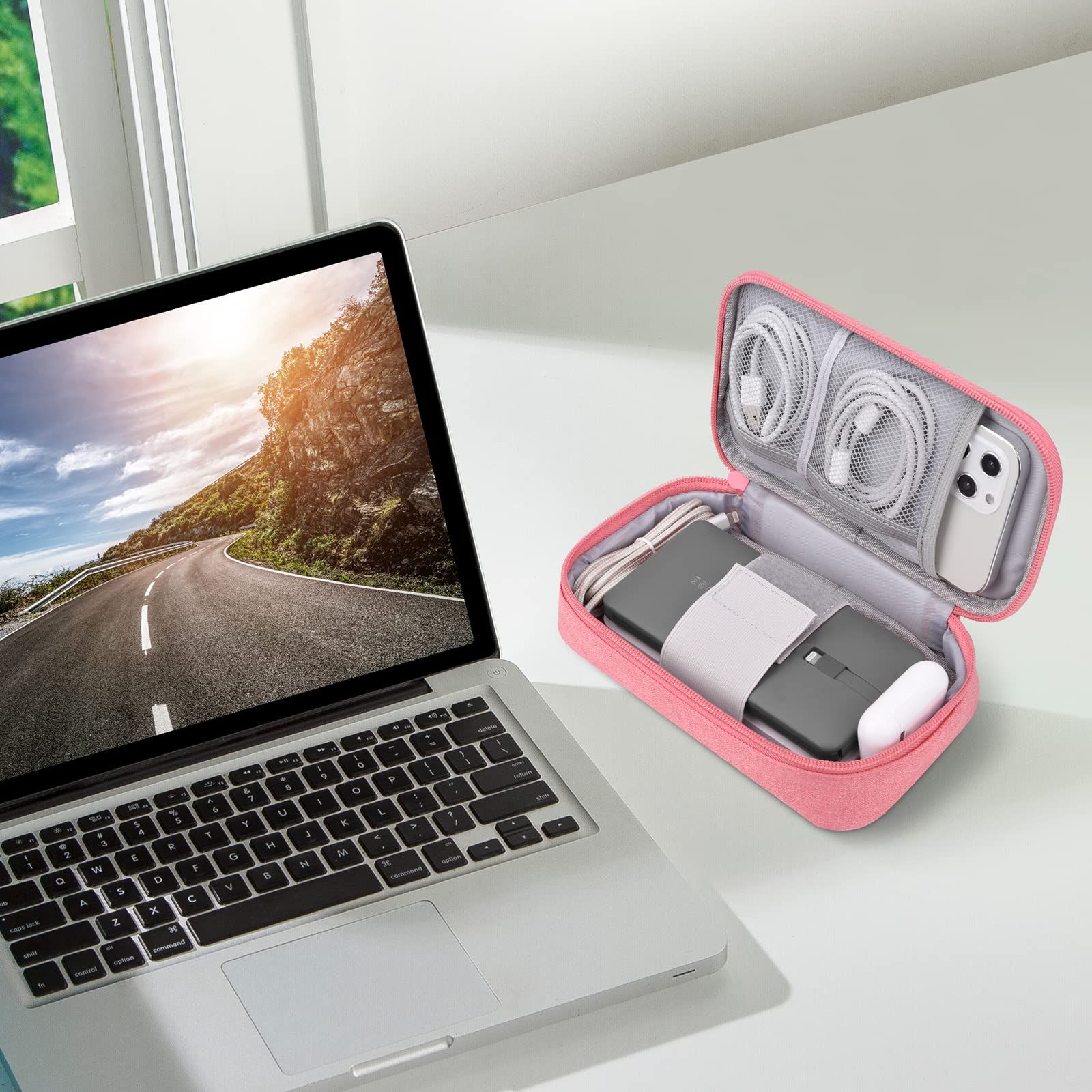 Charger Organizer Bag, Travel Case for Cords, Cable, Portable Power Bank, Hard view 2