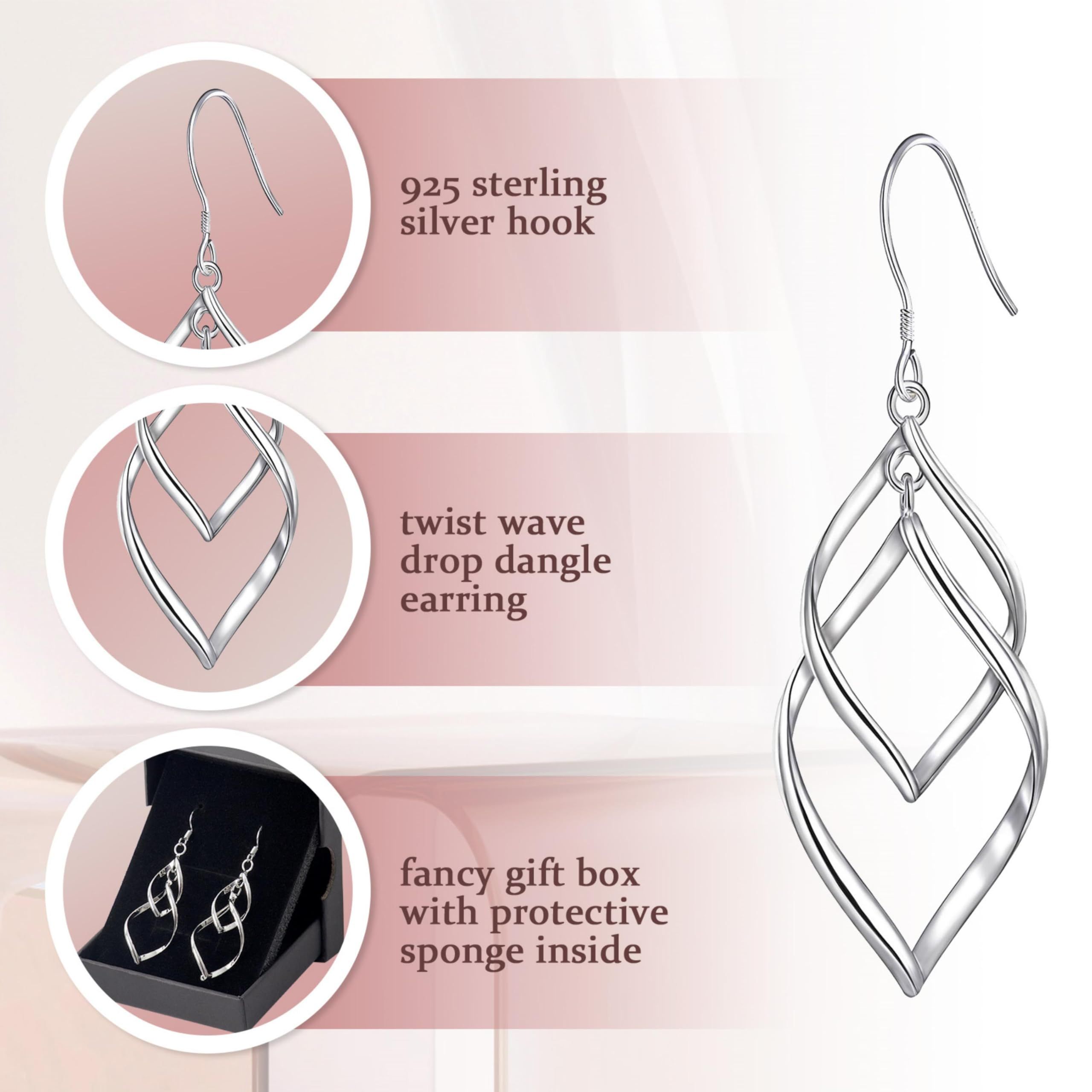 Sterling Silver Dangle Earrings for Women view 2