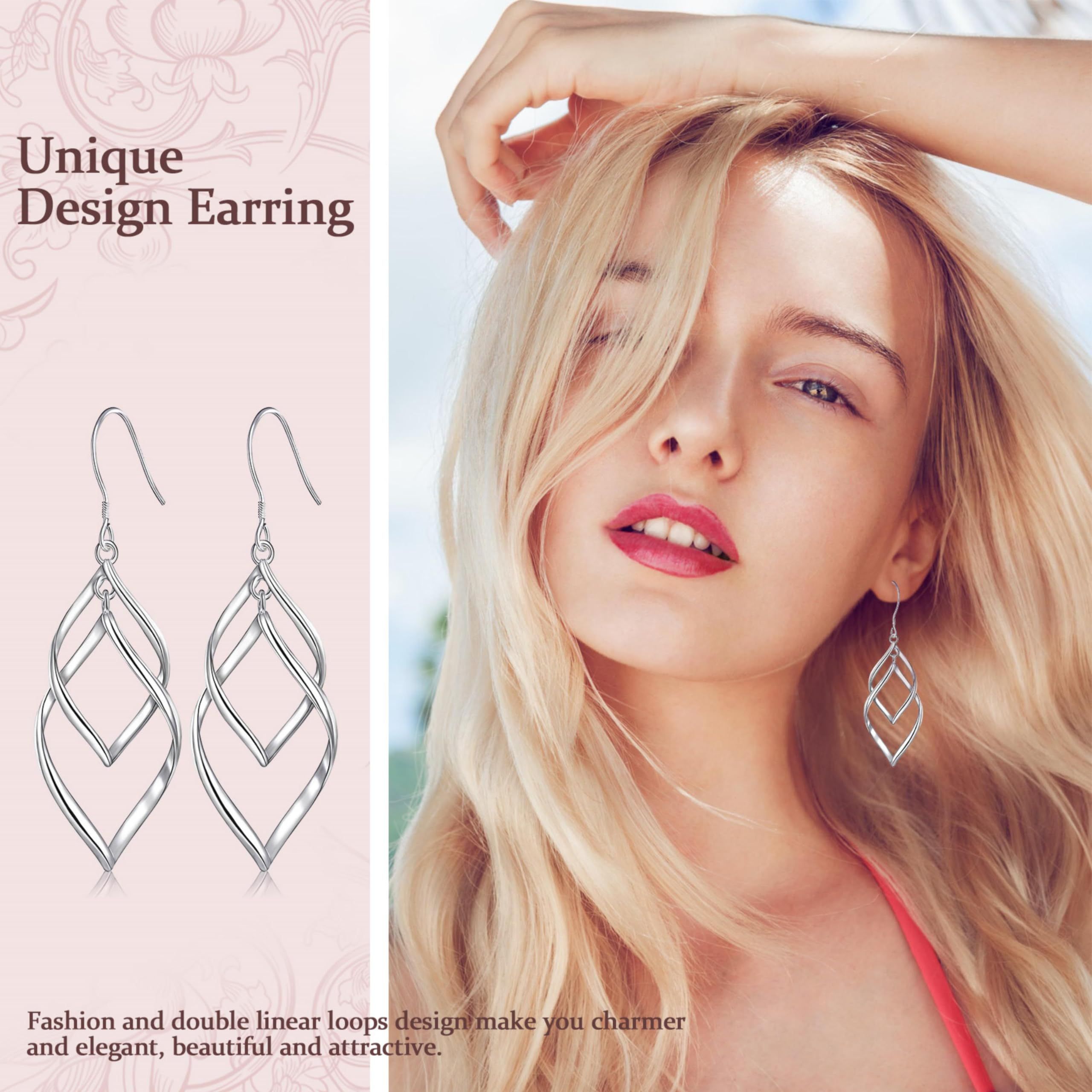Sterling Silver Dangle Earrings for Women view 3