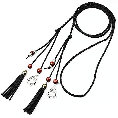 Exotic Women Waist Belt/Rope/Chain with Tassel and Beads Boho Wrap Skinny Belt