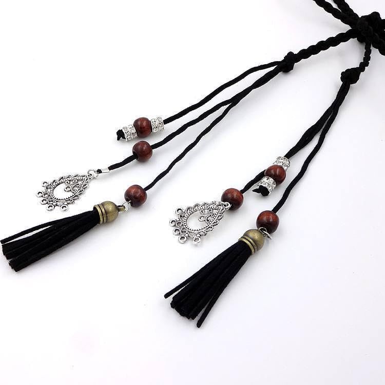 Exotic Women Waist Belt/Rope/Chain with Tassel and Beads Boho Wrap Skinny Belt view 5