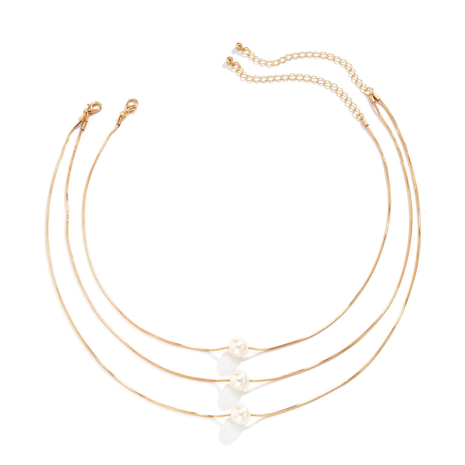 Gold Layered Set Necklaces for Women Adjustable Layering Chain Gold Plated