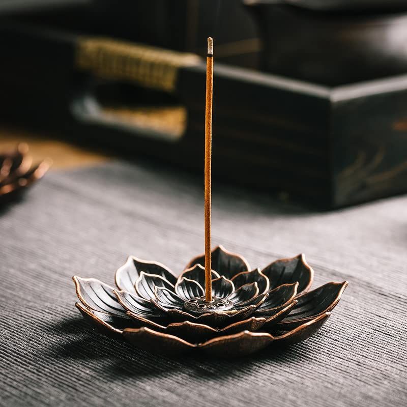 Incense Burner, Incense Holder for Sticks, Brass Lotus Incense Stick Holder view 3