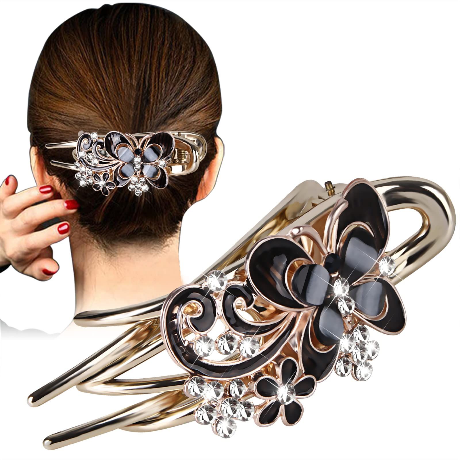 Sparkling Crystal Stone Braided Hair Clips