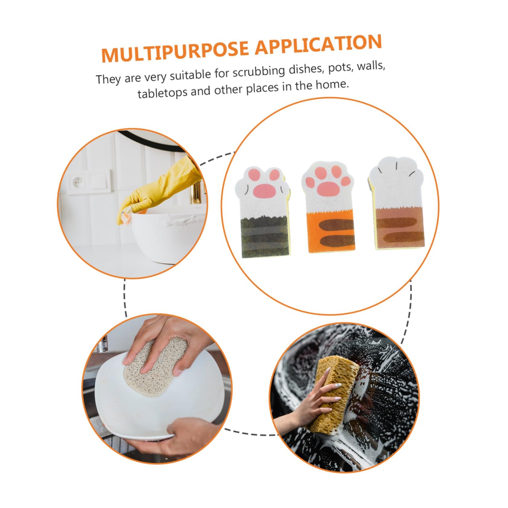 Cat Claw Sponge Wipe Kitchen Cleaning Brush Dust Wipes Microfiber Dish view 3