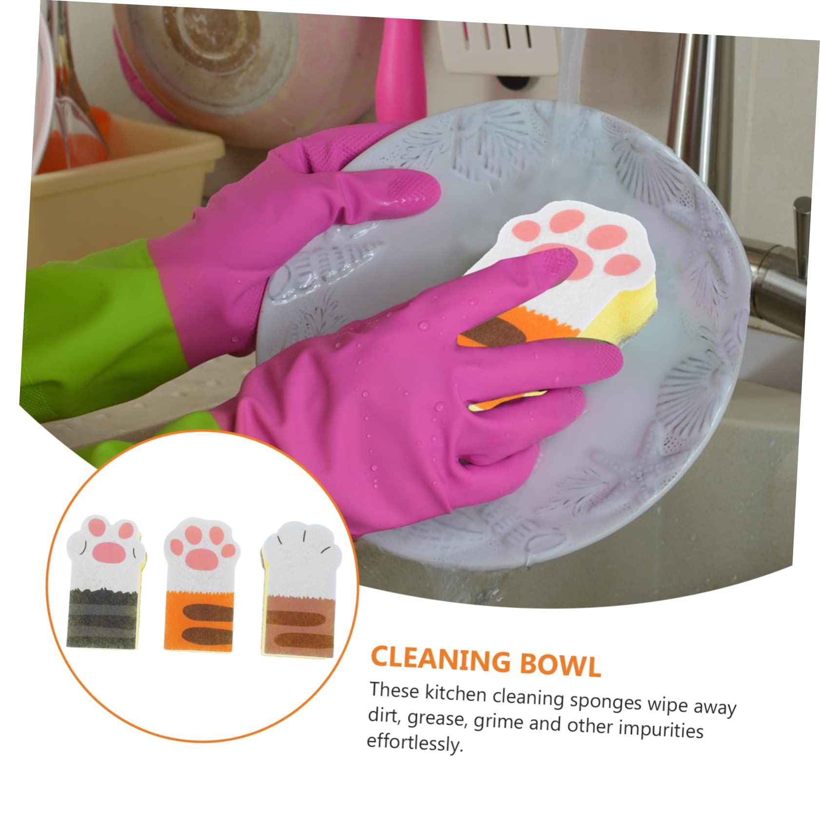Cat Claw Sponge Wipe Kitchen Cleaning Brush Dust Wipes Microfiber Dish view 5