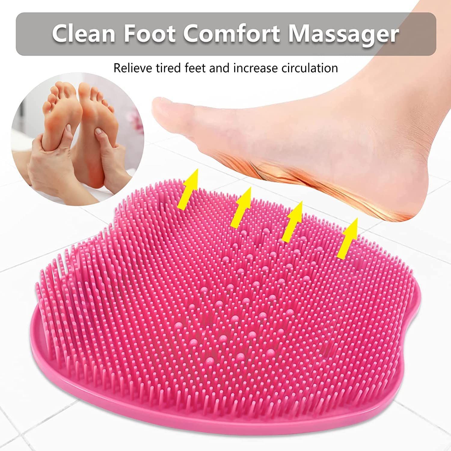 Shower Foot Scrubber Massager Cleaner - Non-Slip Acupressure mat with Suction view 2