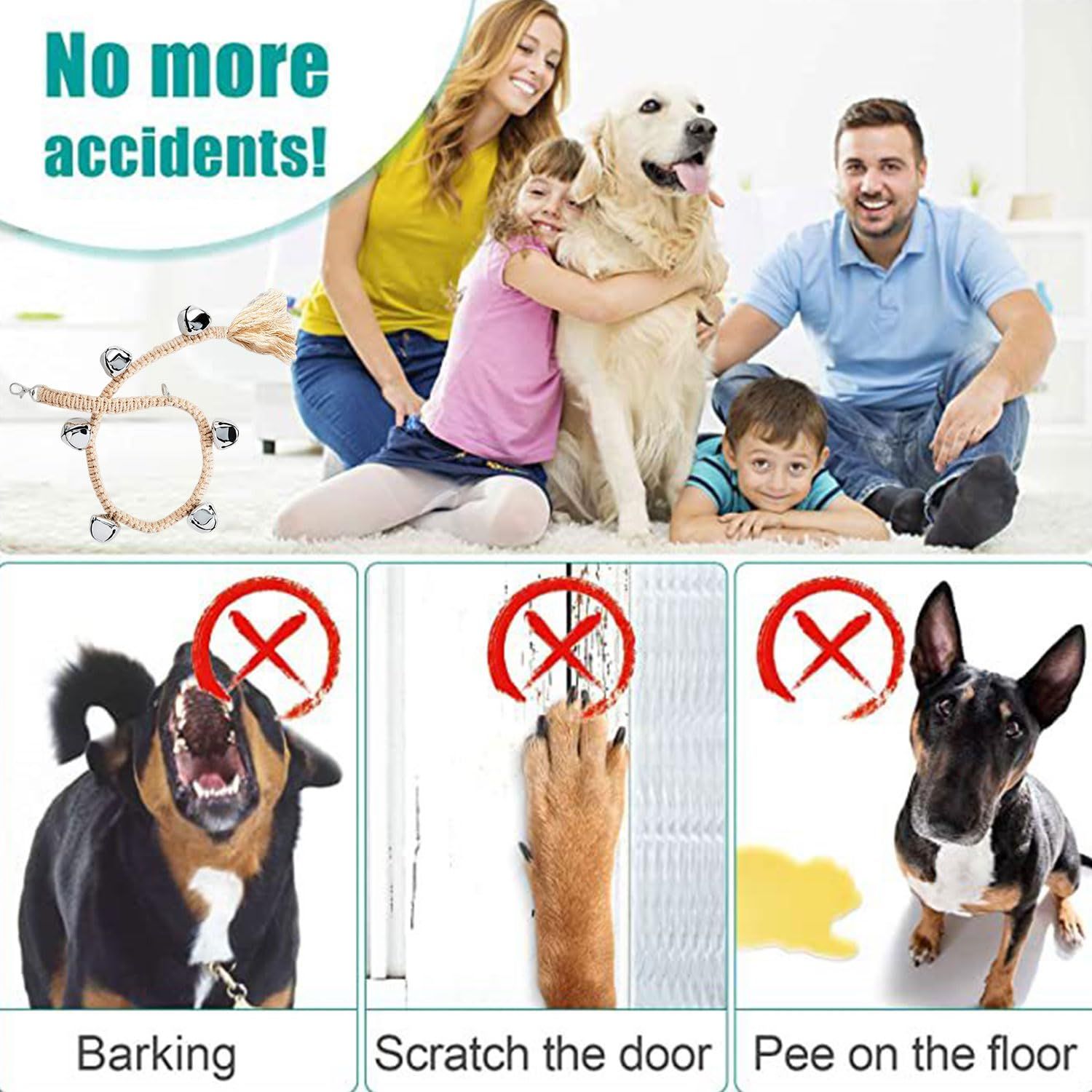 Door Bell for Dog Dog Training Tools Hanging Doorbell for Toilet Training view 5