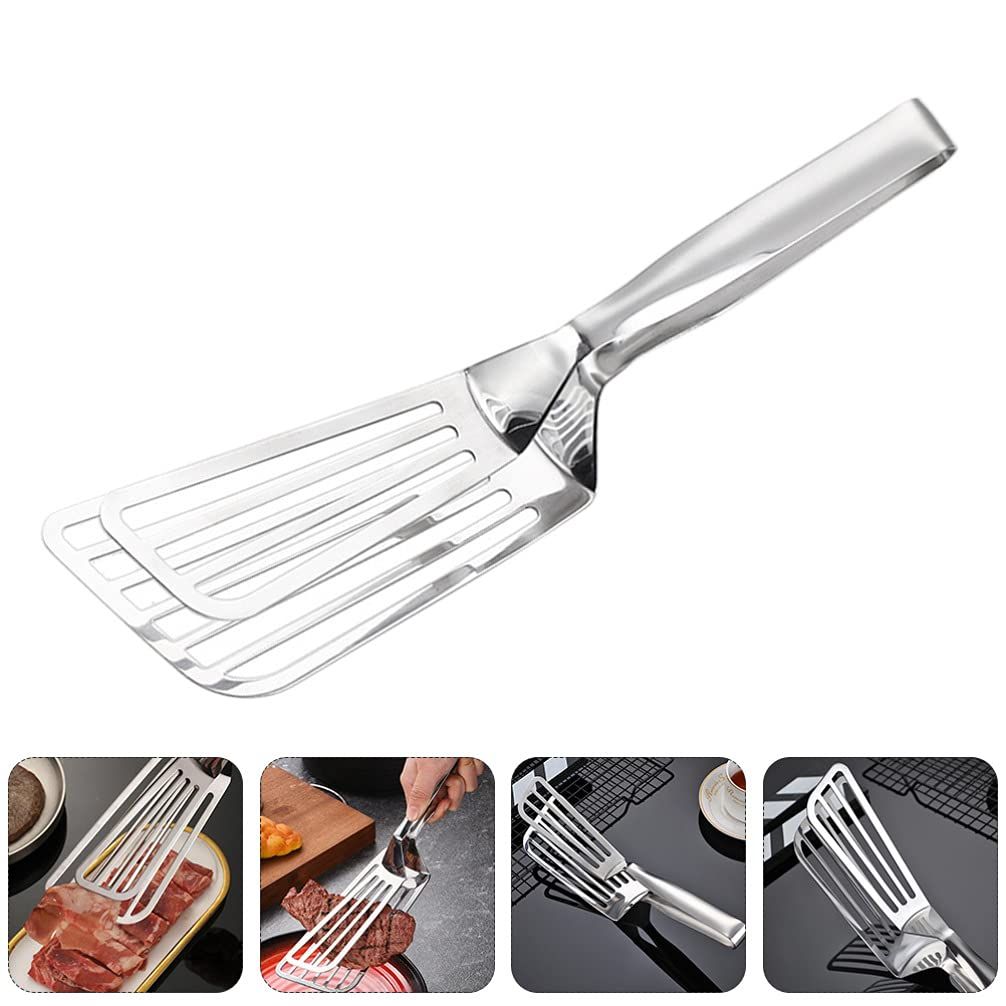 Fish Spatula Stainless Steel Slotted Barbecue Clip Steak Clamp For Flipping view 5