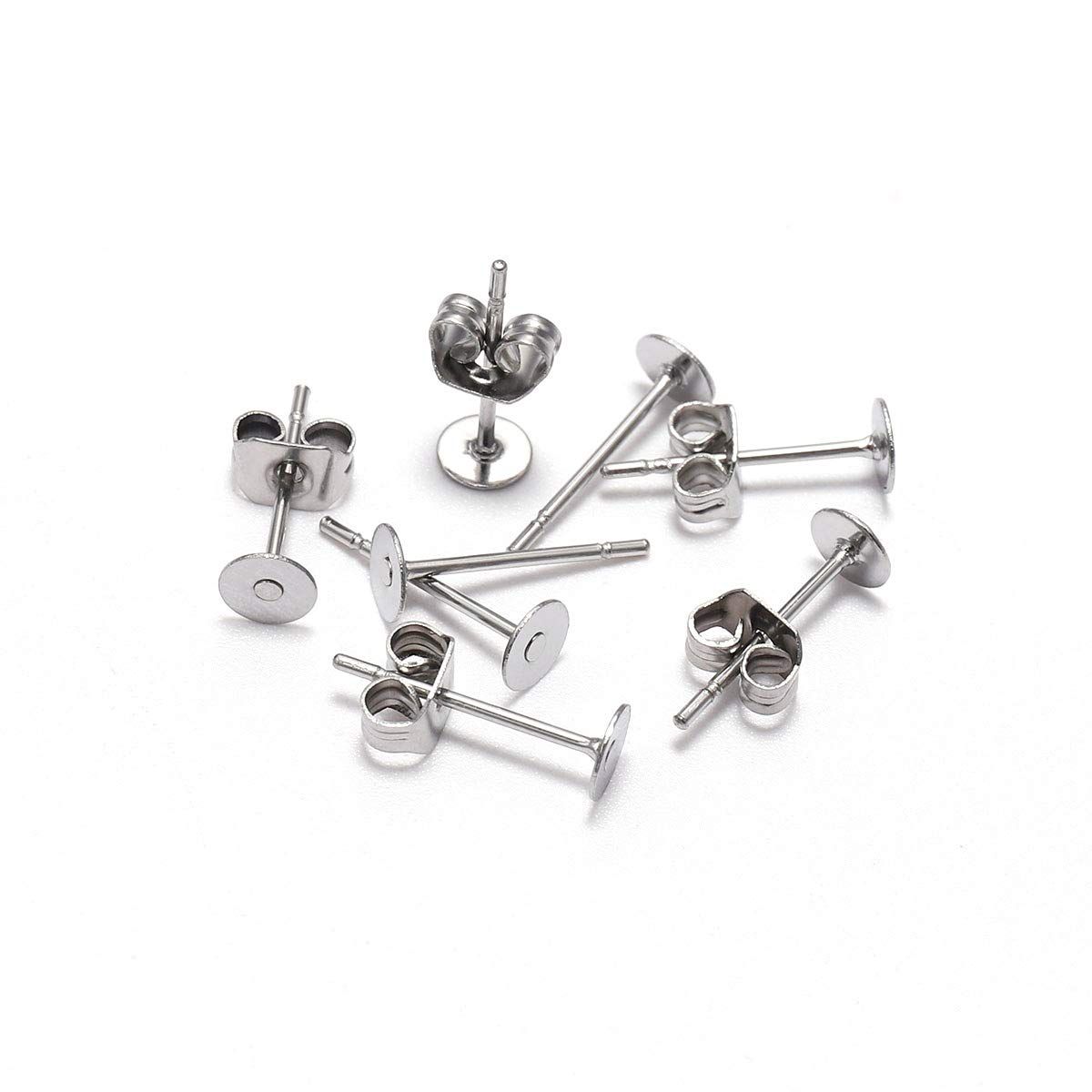 Stainless Steel Blank Post Earring Stud Base Pins with Earring Plug Supplies — image 1